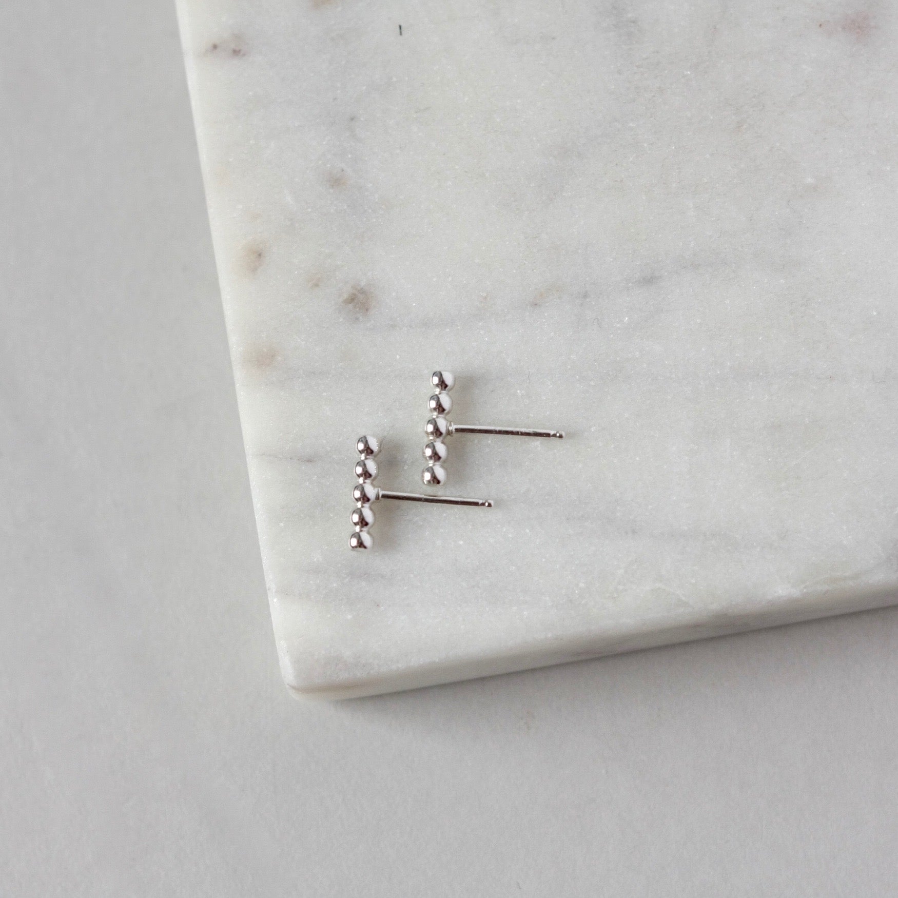 Dainty Sterling Silver Beaded Stud Earrings