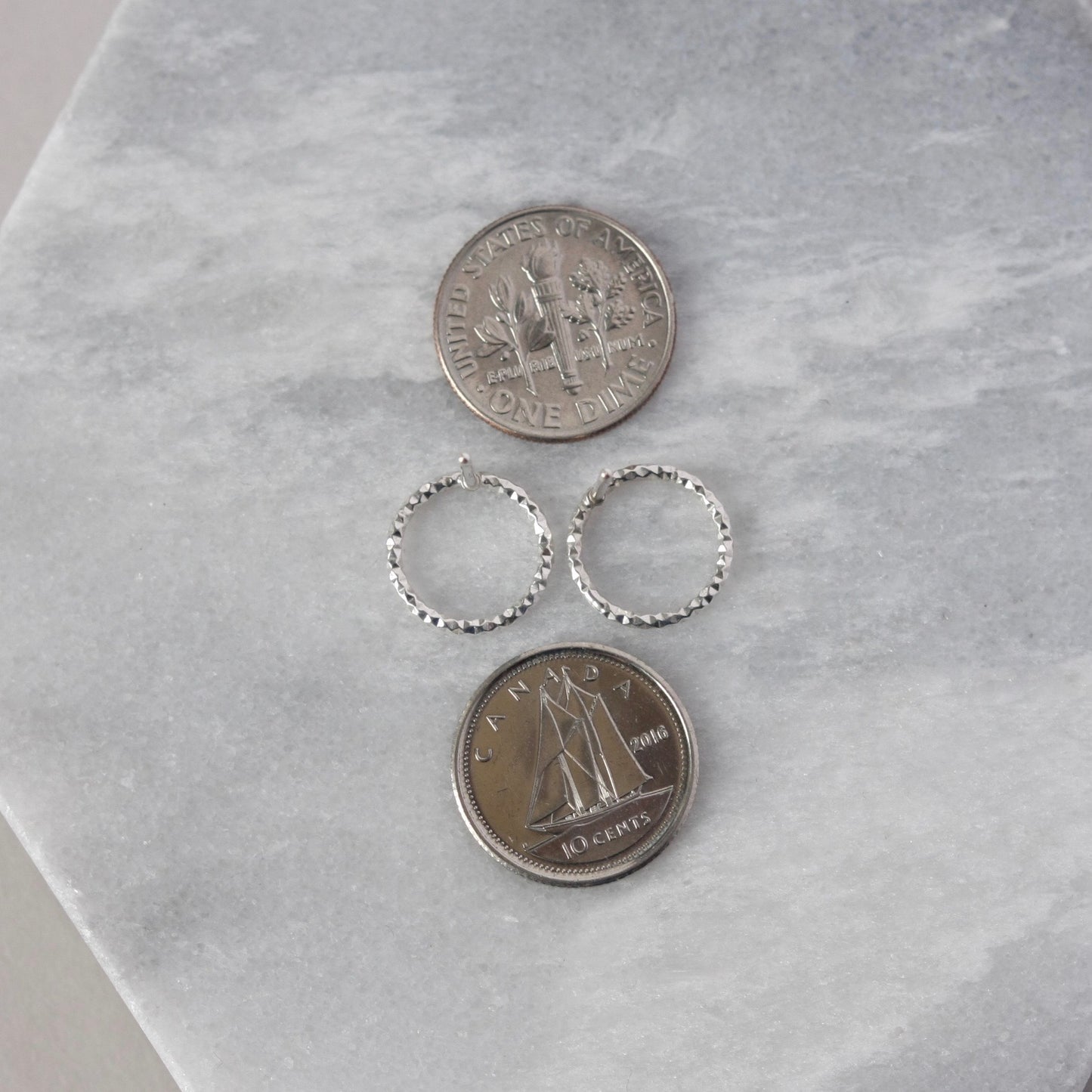 Sparkly Circle Sterling Silver Stud Earrings