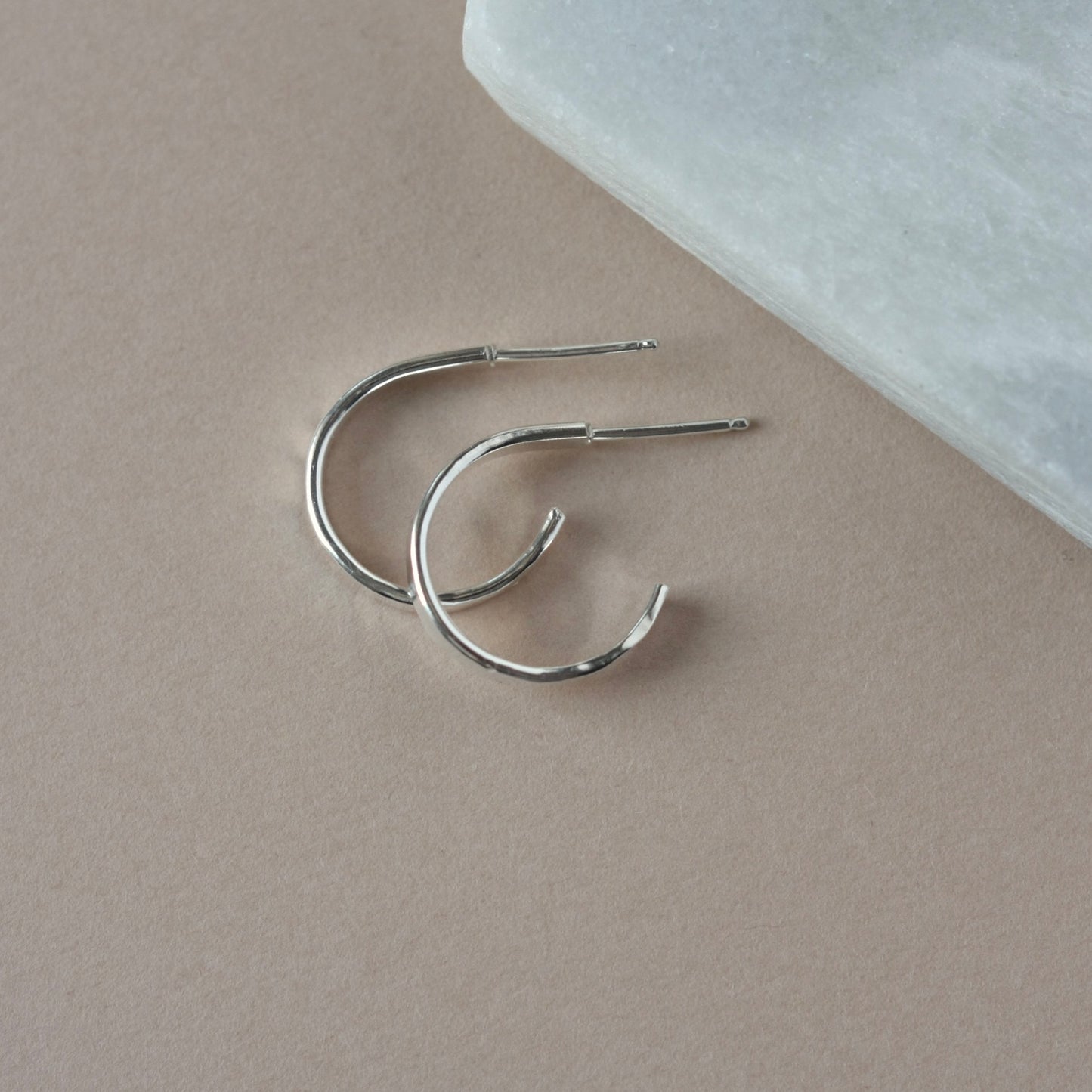 Hammered Sterling Silver Hoop Earrings