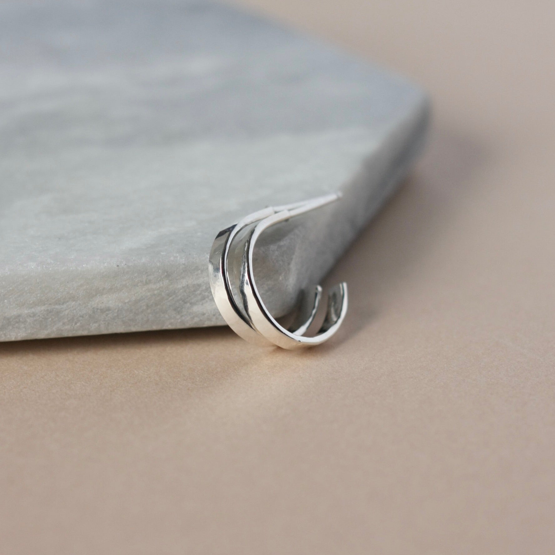 Hammered Sterling Silver Hoop Earrings