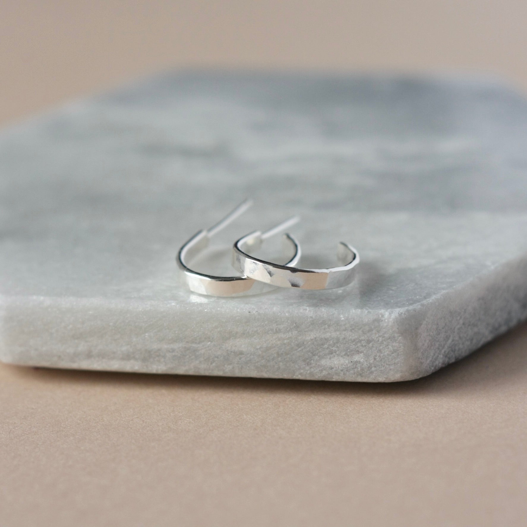 Hammered Sterling Silver Hoop Earrings