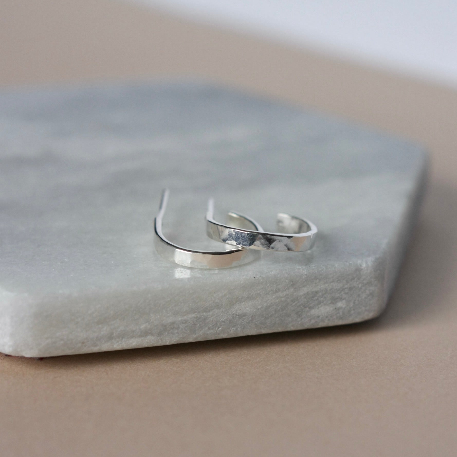 Hammered Sterling Silver Hoop Earrings