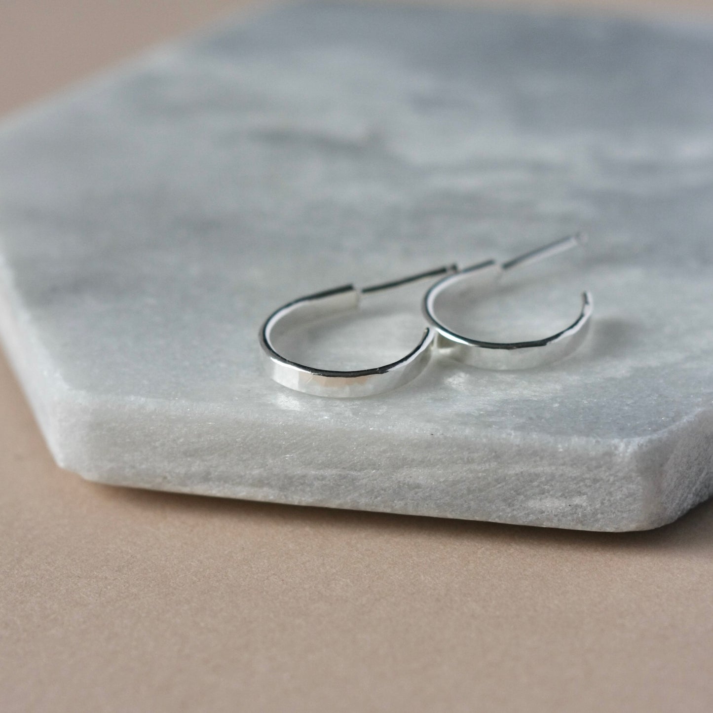 Hammered Sterling Silver Hoop Earrings