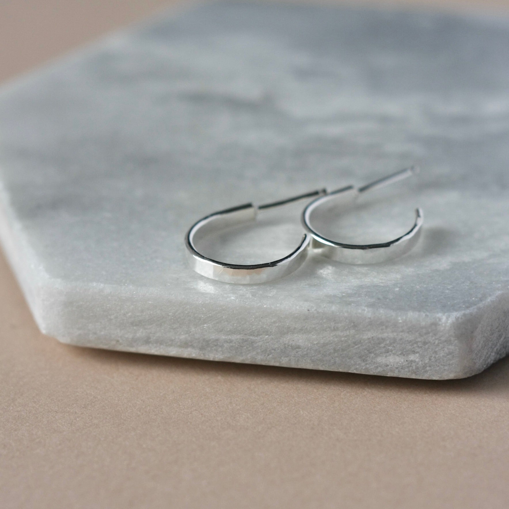 Hammered Sterling Silver Hoop Earrings