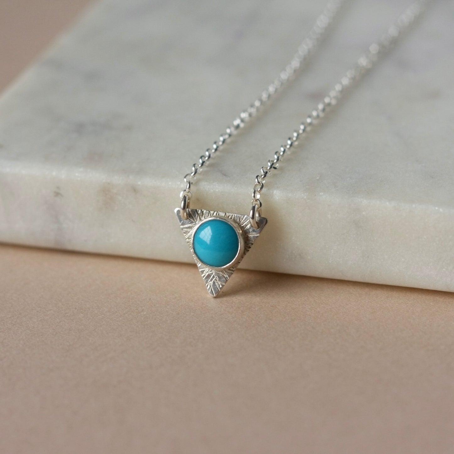 Sterling Silver Geometric Turquoise Necklace