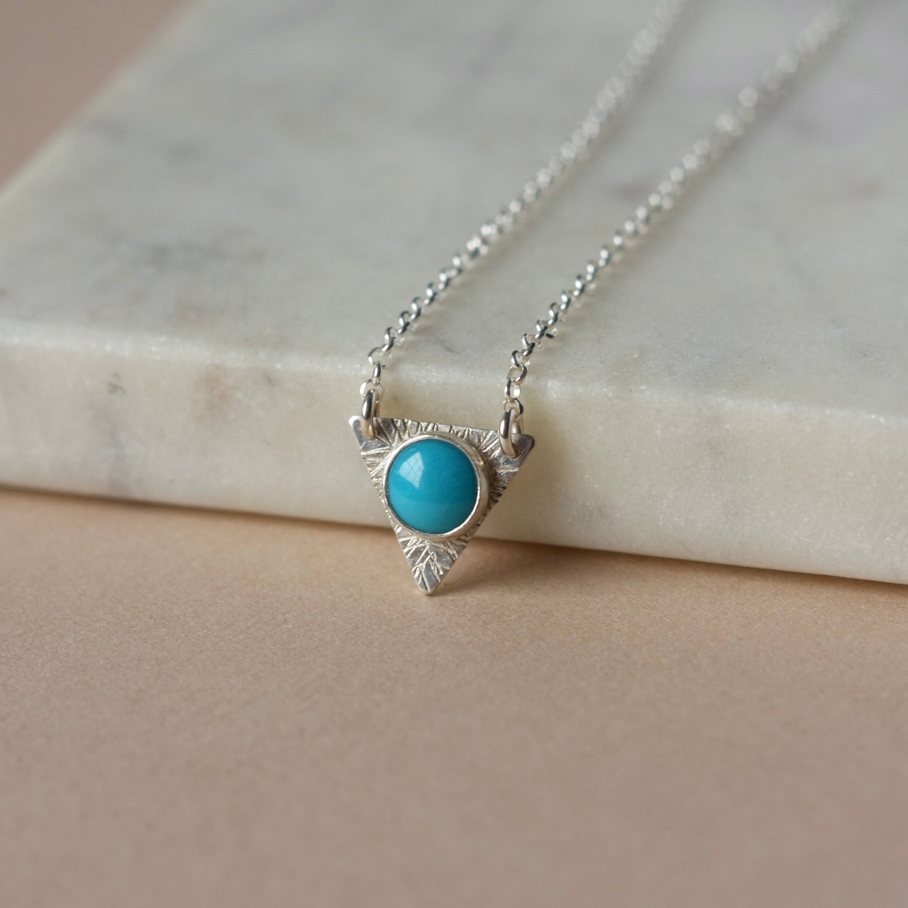 Sterling Silver Geometric Turquoise Necklace