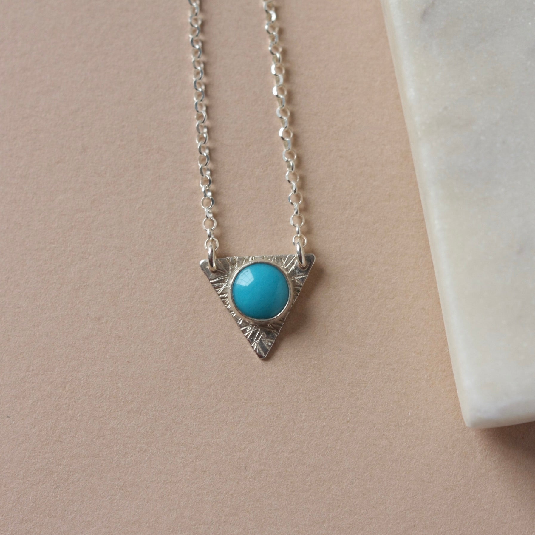 Sterling Silver Geometric Turquoise Necklace