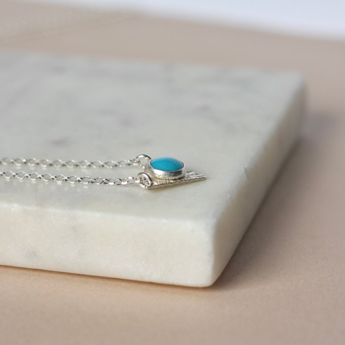 Sterling Silver Geometric Turquoise Necklace