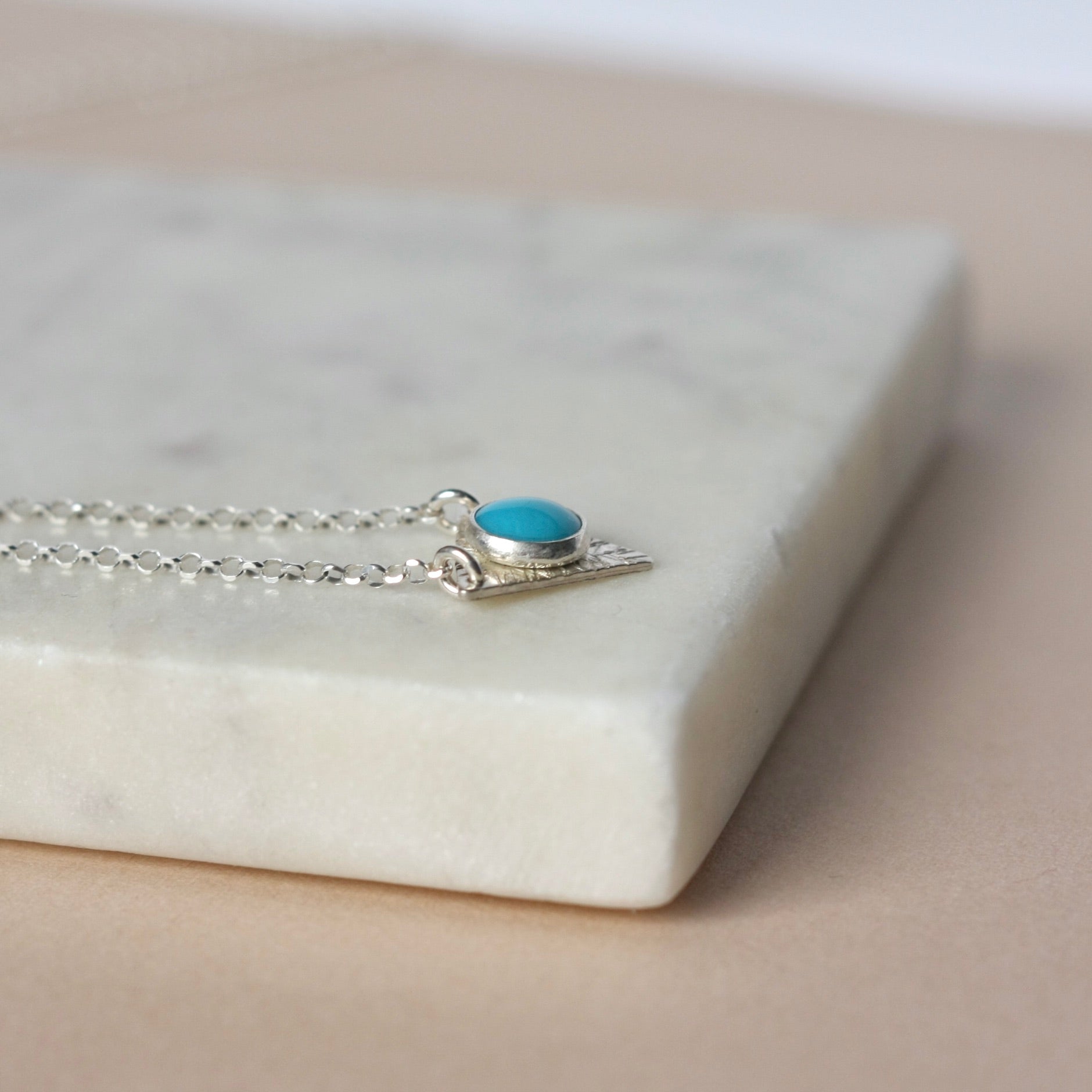 Sterling Silver Geometric Turquoise Necklace