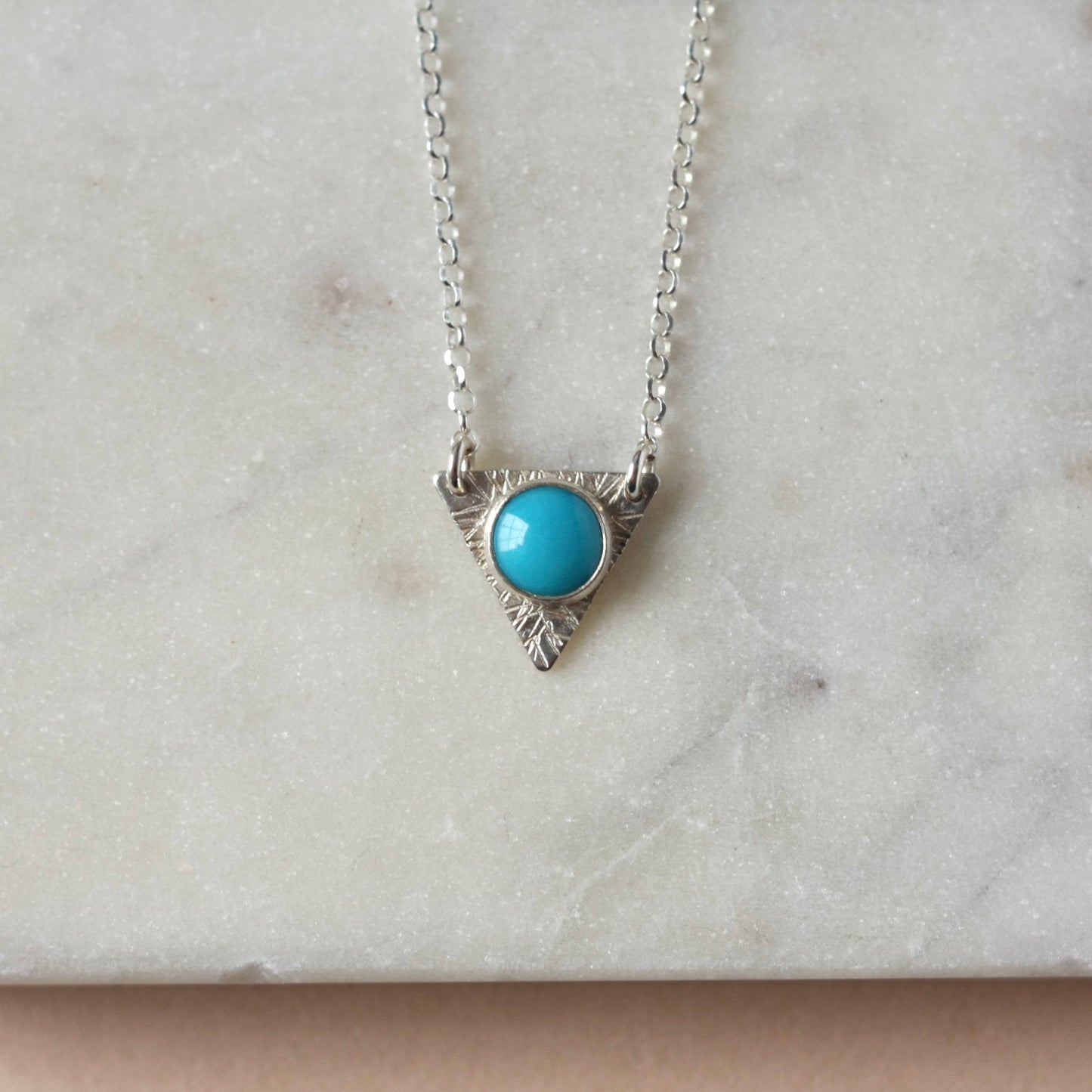 Sterling Silver Geometric Turquoise Necklace