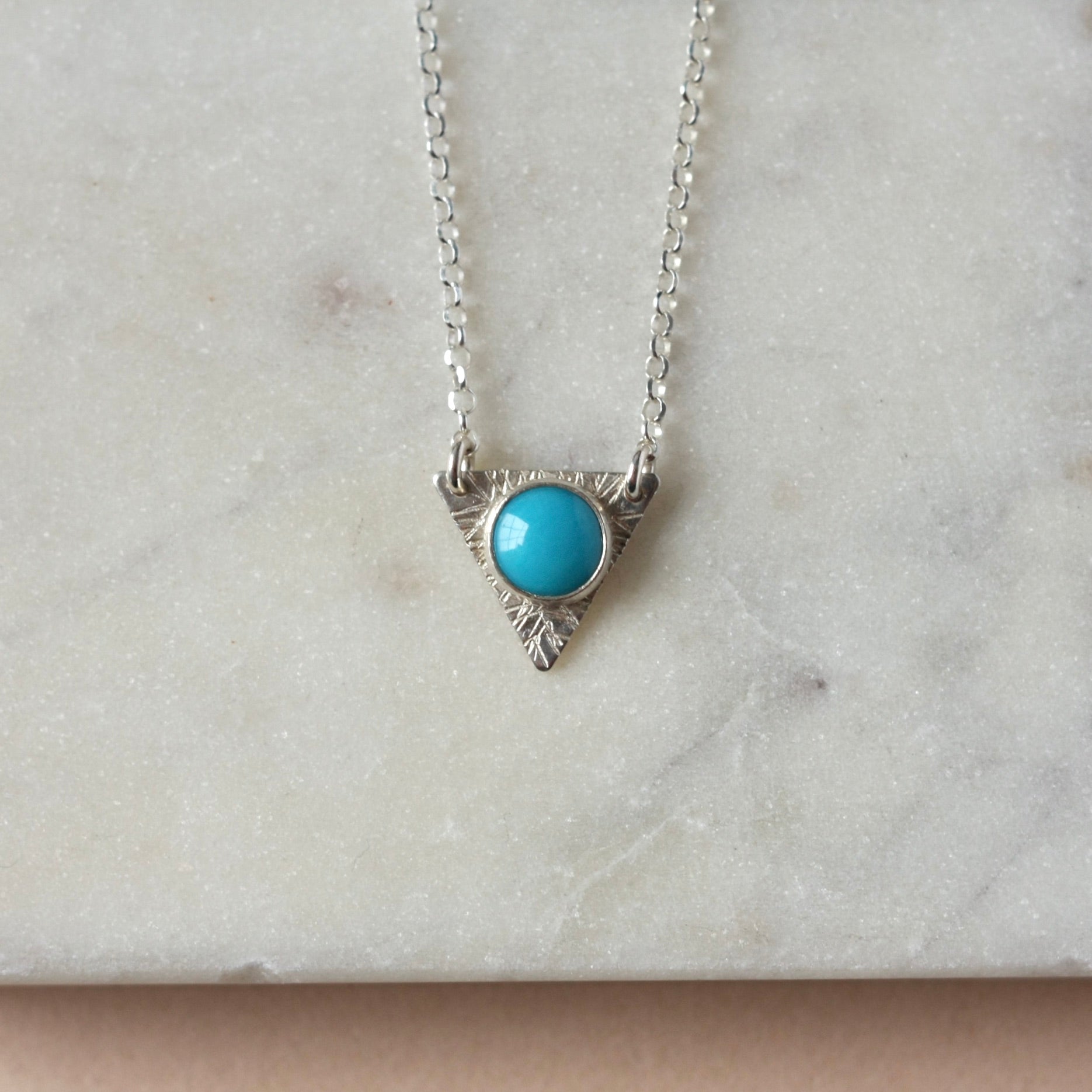 Sterling Silver Geometric Turquoise Necklace