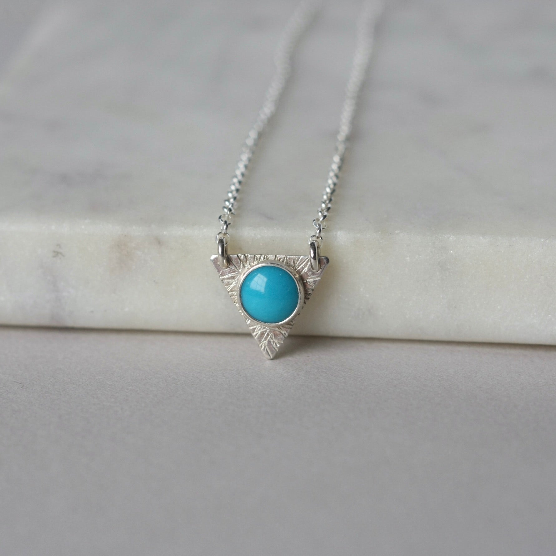 Sterling Silver Geometric Turquoise Necklace