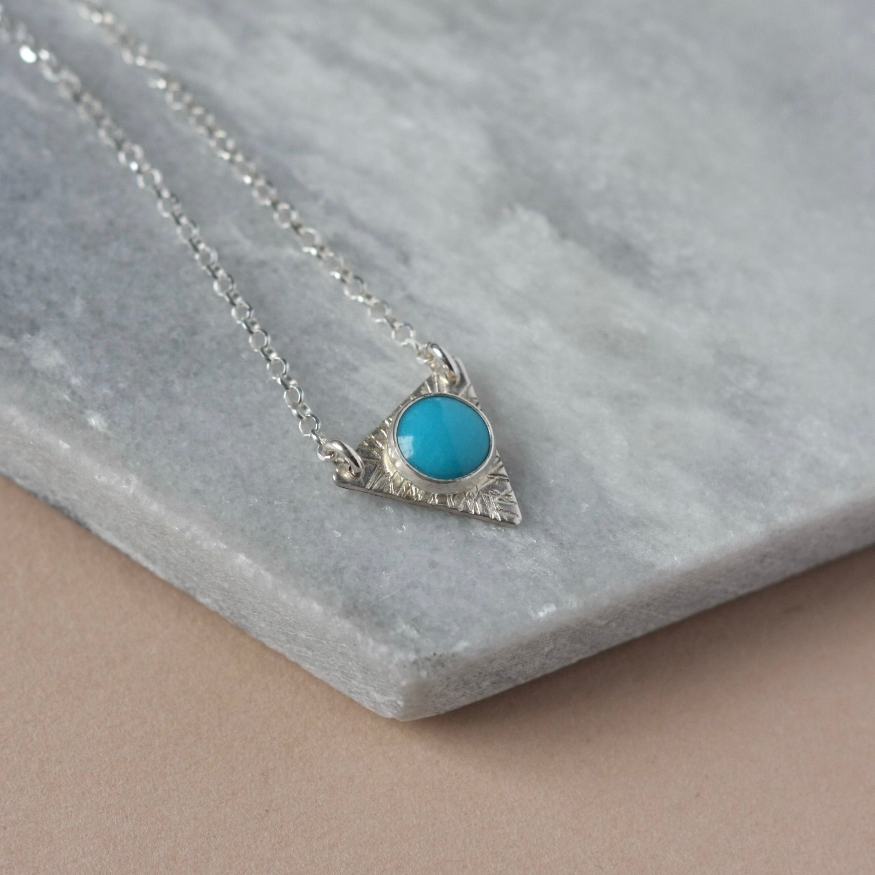 Sterling Silver Geometric Turquoise Necklace