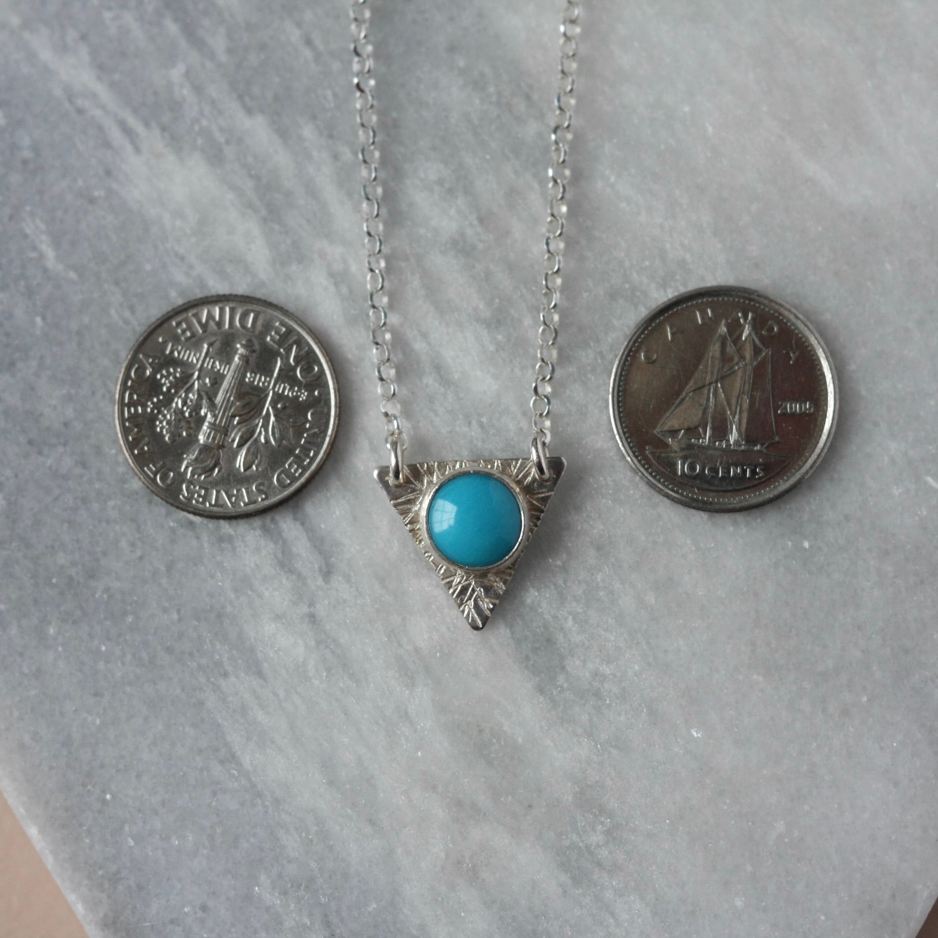 Sterling Silver Geometric Turquoise Necklace