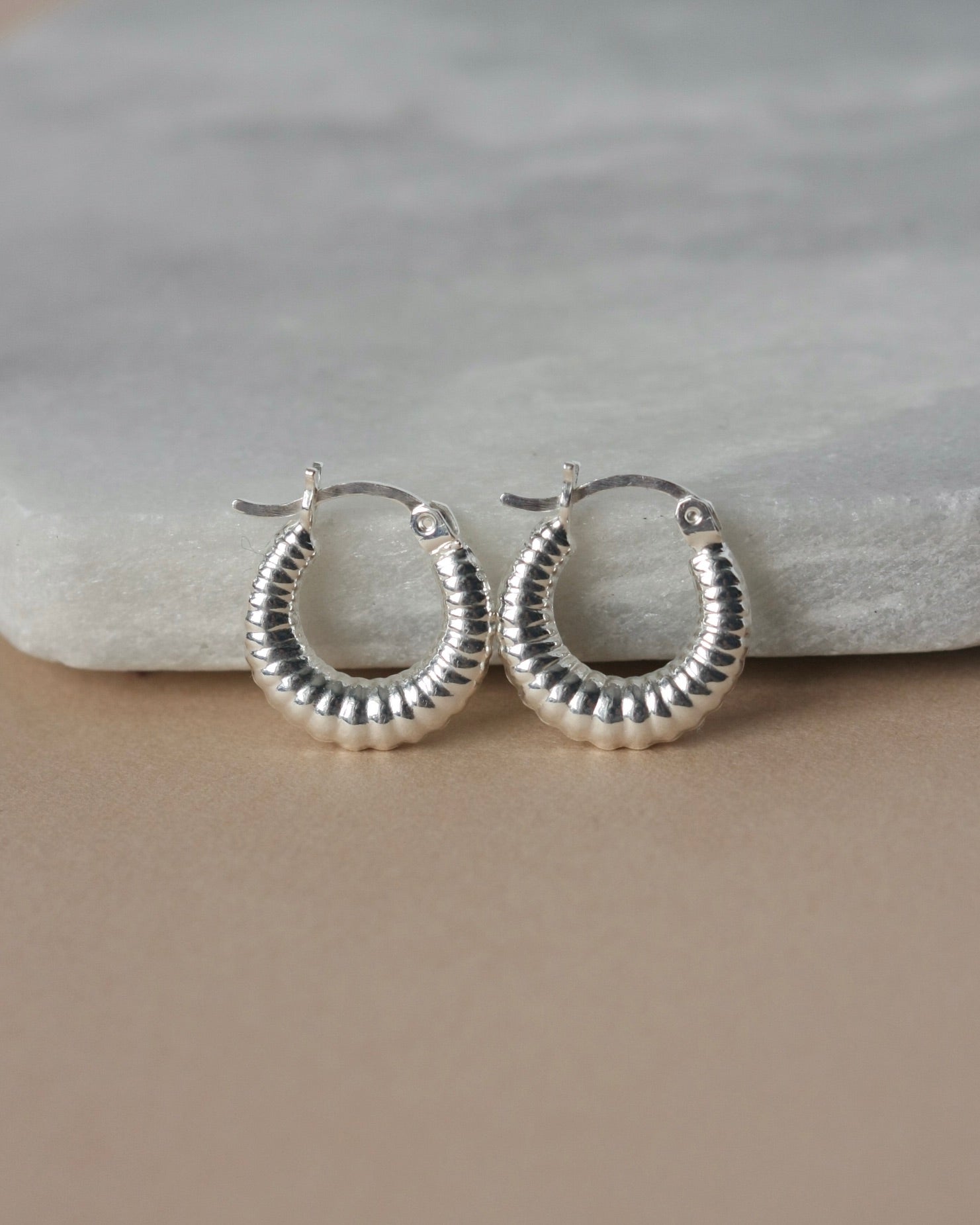 Small Sterling Silver Croissant Hoop Earrings – julie garland jewelry
