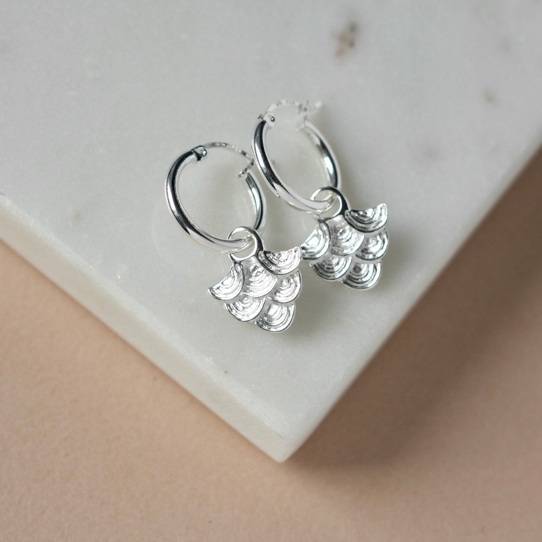 Sterling Silver Art Deco Hoop Earrings