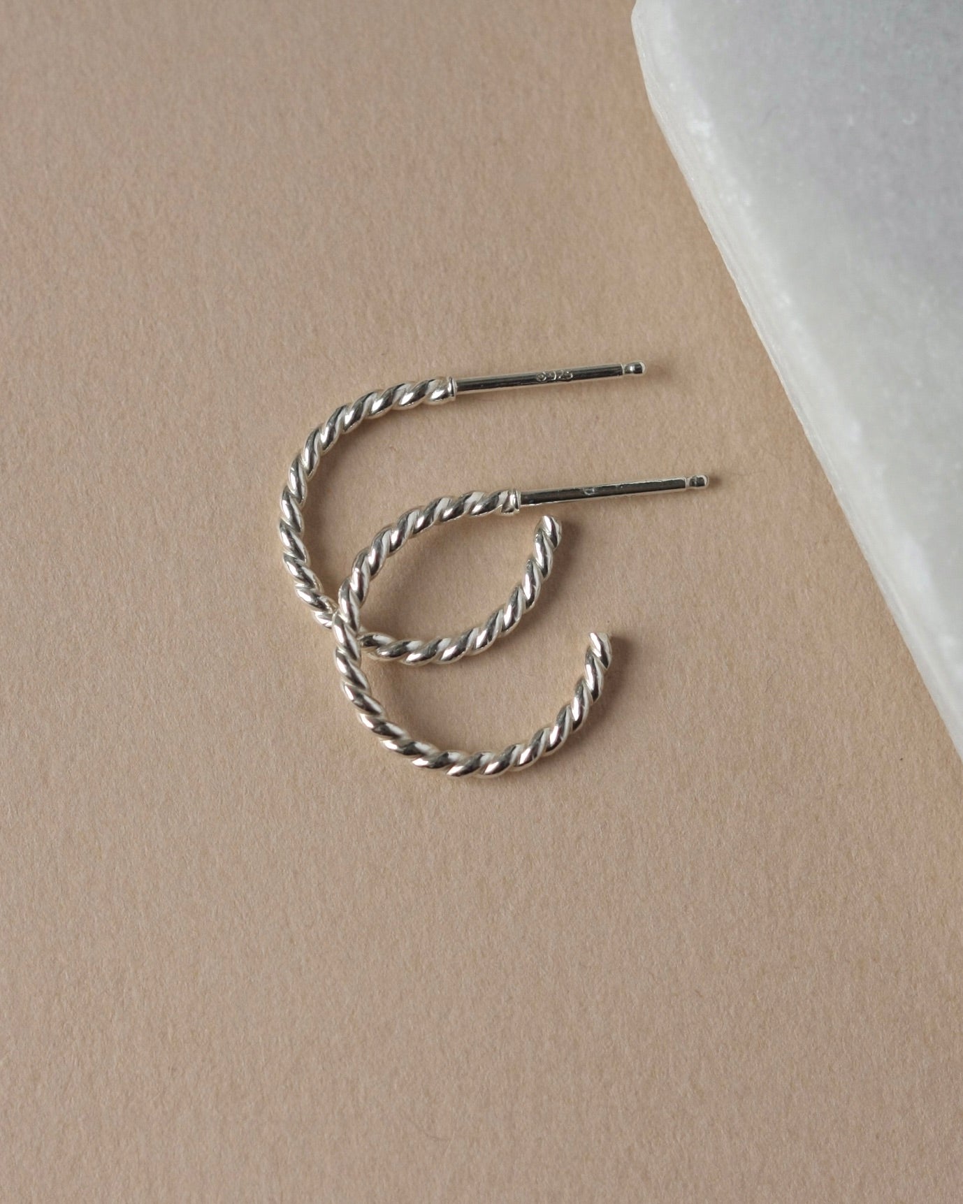 Small Everyday Twisted Sterling Silver Hoop Earrings