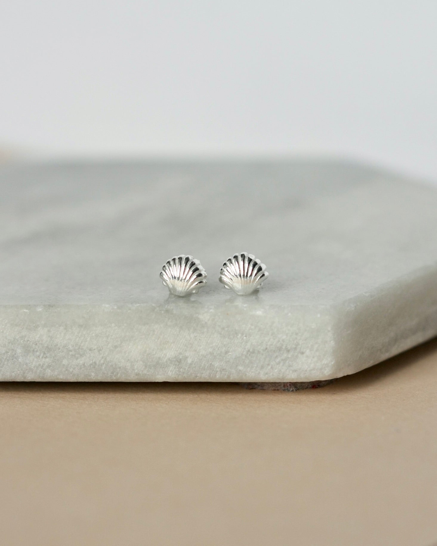 Dainty Sterling Silver Seashell Studs