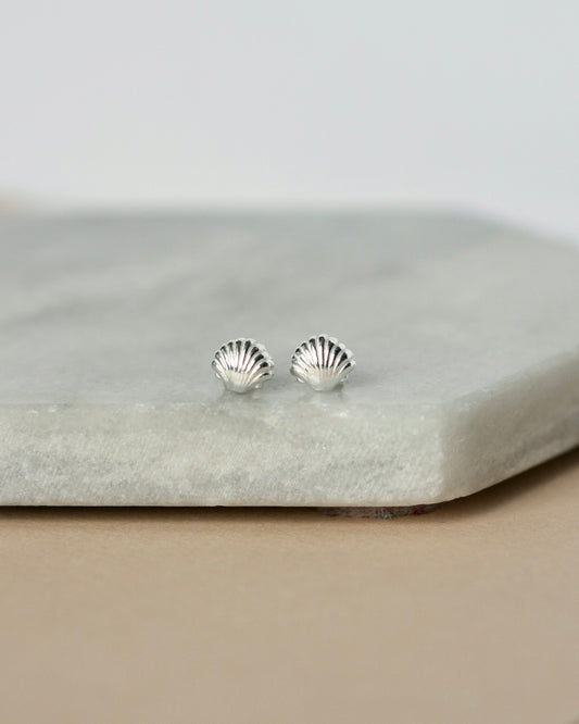 Dainty Sterling Silver Seashell Studs