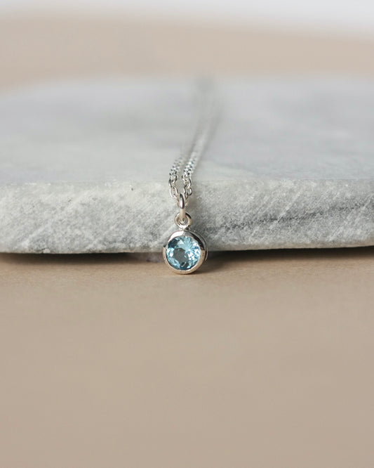 Blue Topaz Birthstone Necklace