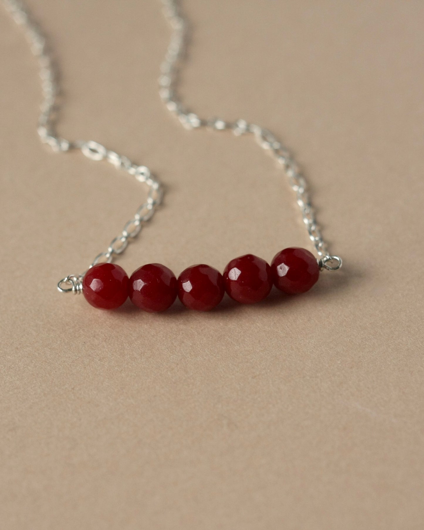 Red Jade Bead Necklace