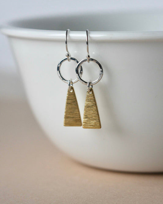 Silver and Brass Geometric Earrings