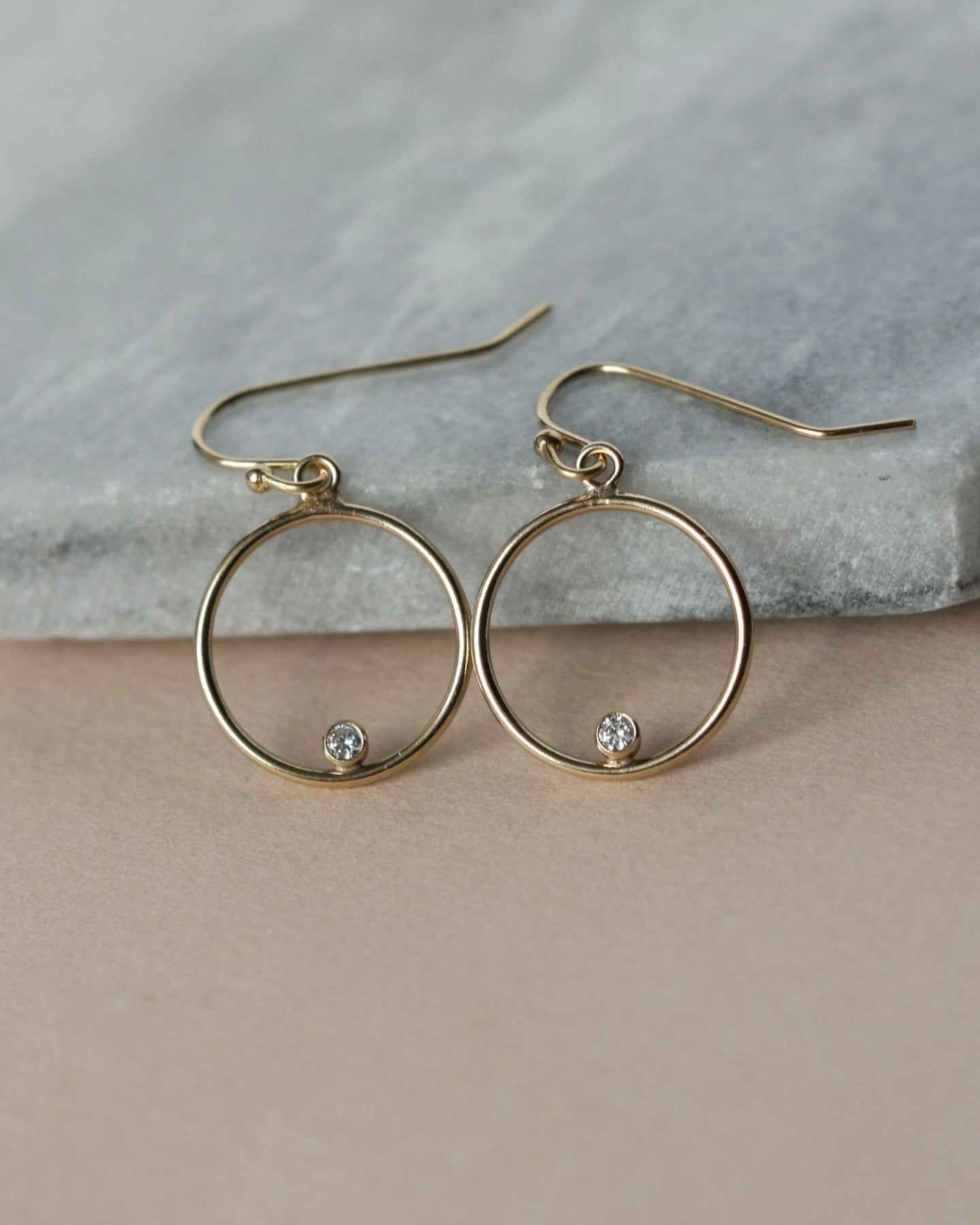 Gold Filled CZ Circle Earrings