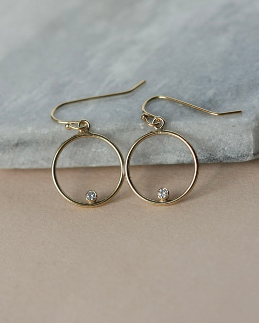 Gold Filled CZ Circle Earrings