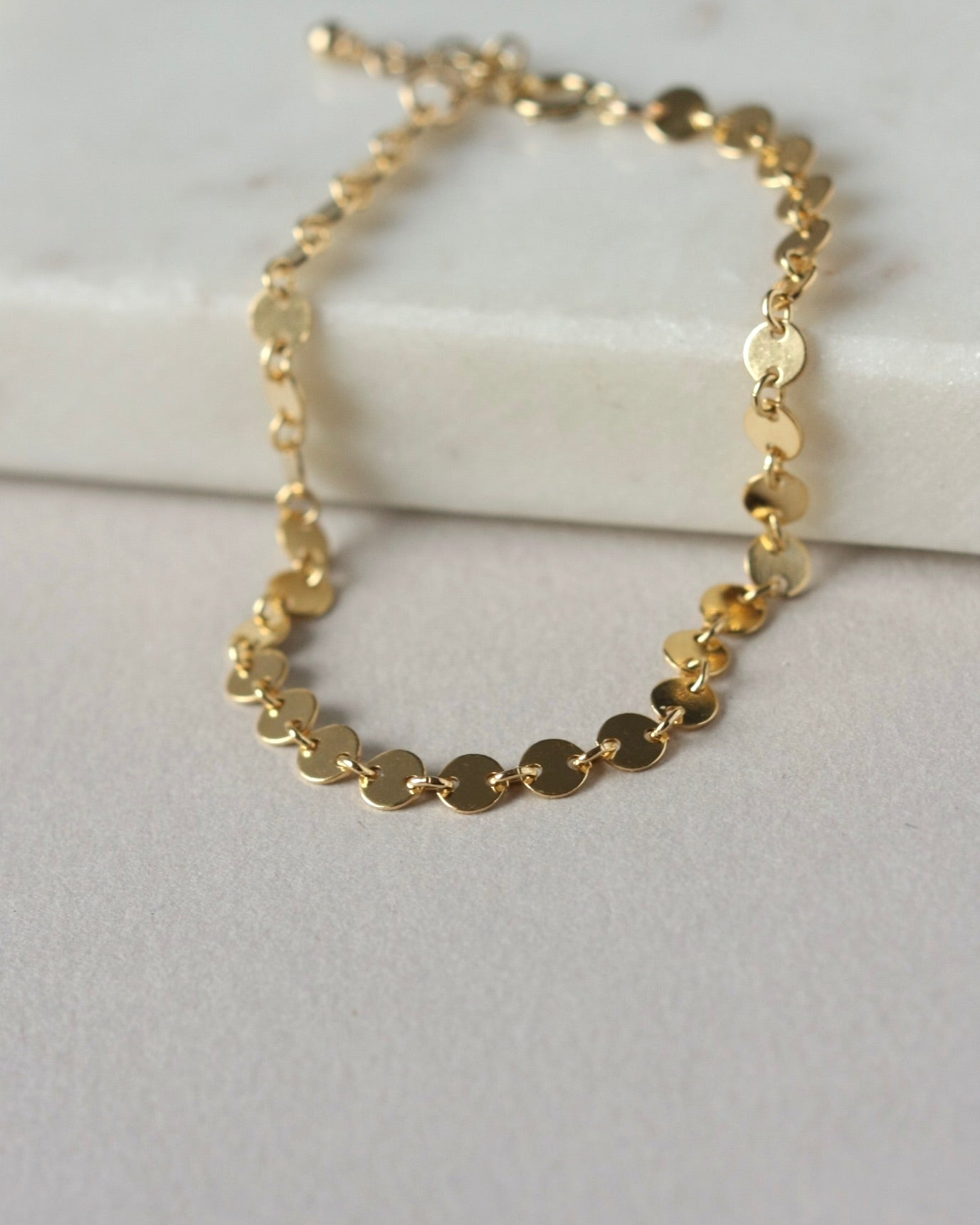Gold Disc Sequin Chain Bracelet 