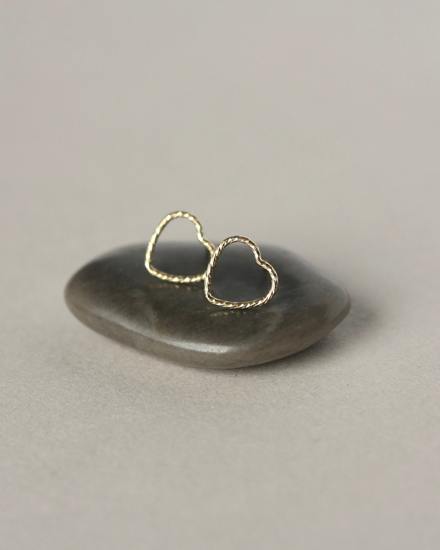 Sparkly Gold Heart Stud Earrings