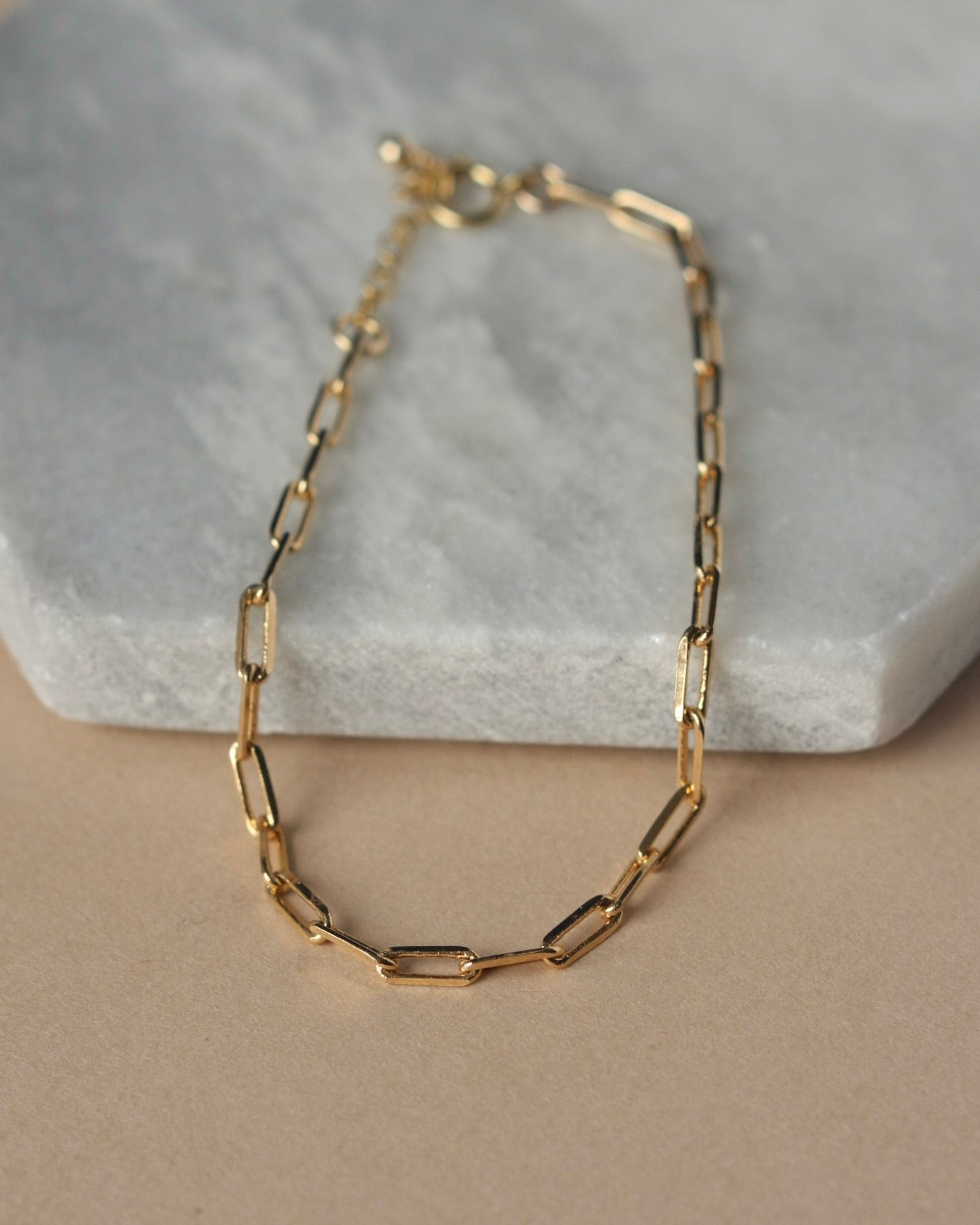 Gold Paper Clip Chain Bracelet