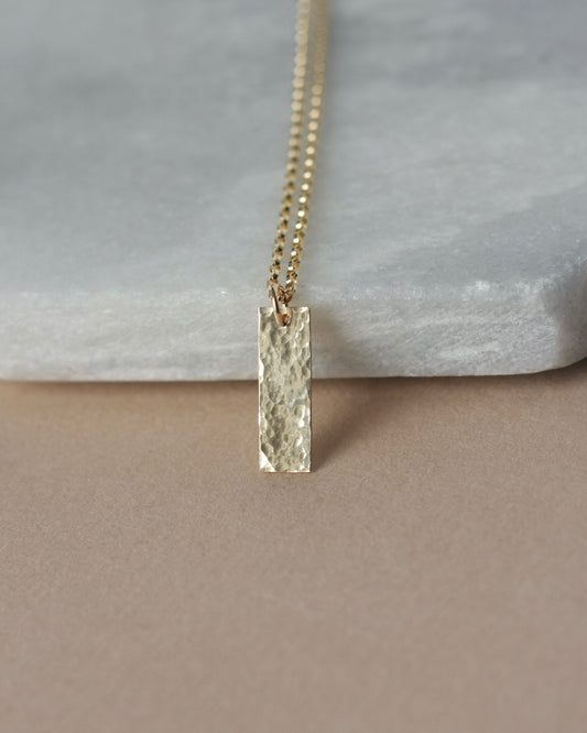 Hammered Gold Bar Necklace