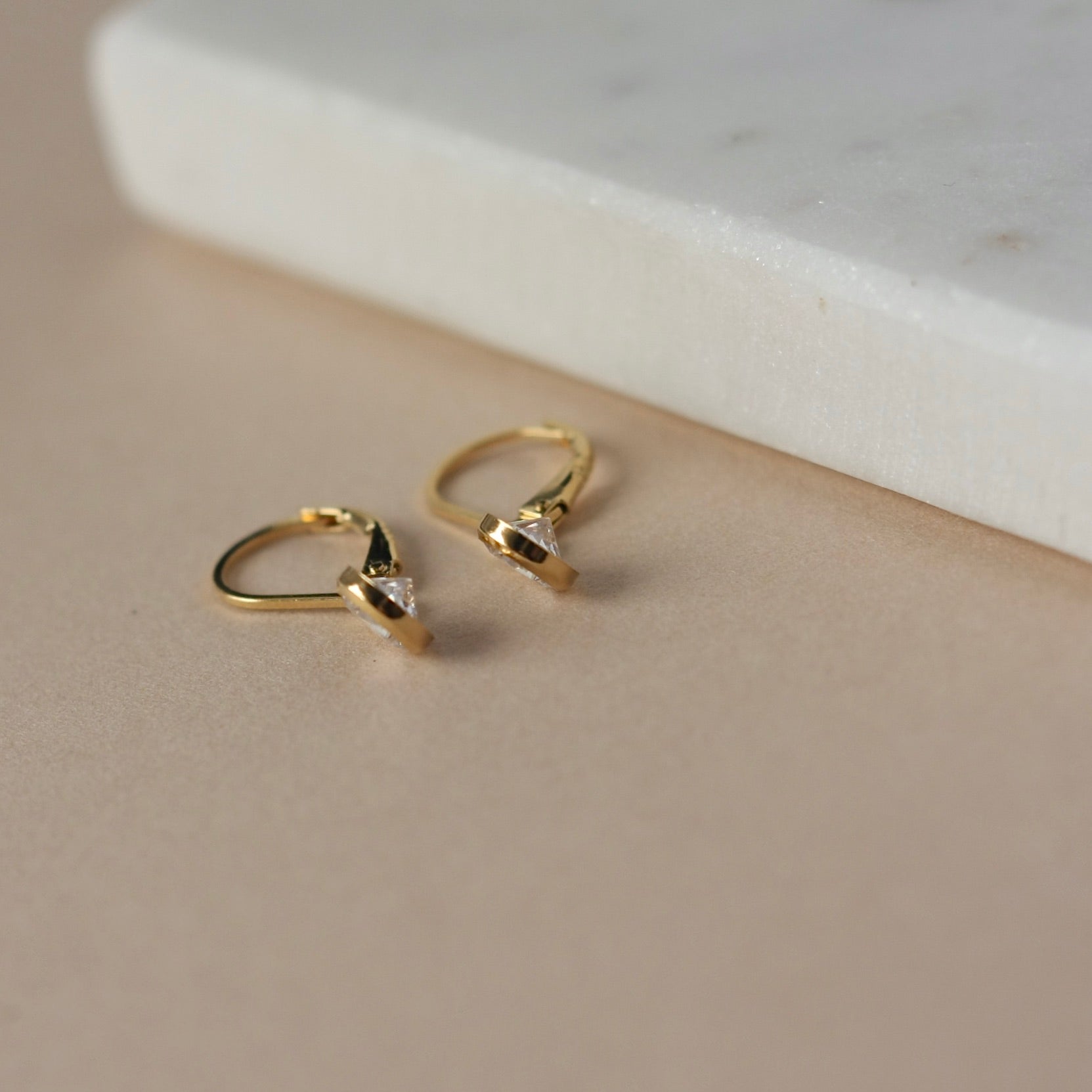 Dainty Gold Cubic Zirconia Dangle Earrings