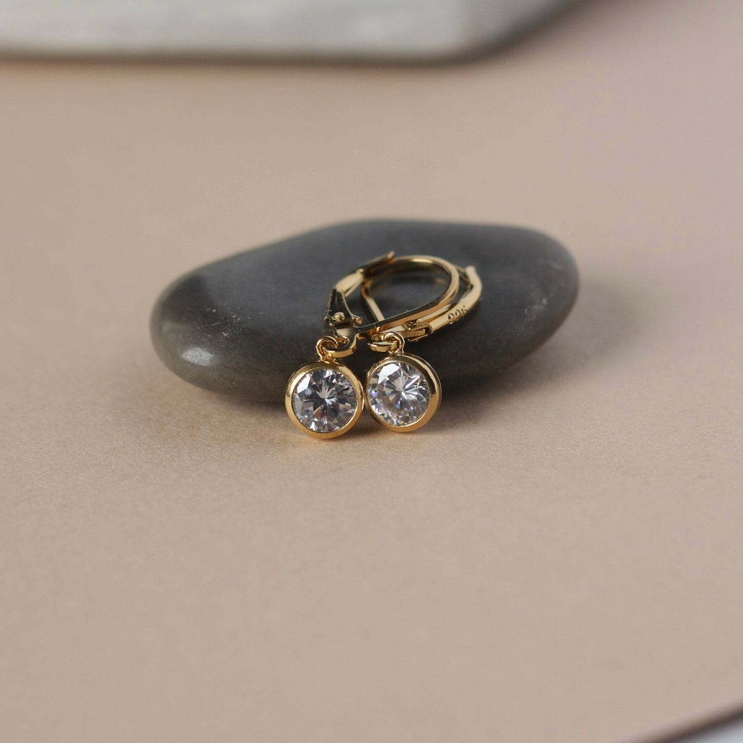 Dainty Gold Cubic Zirconia Dangle Earrings