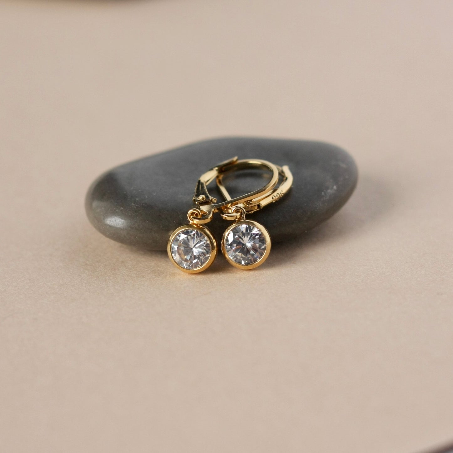 Dainty Gold Cubic Zirconia Dangle Earrings