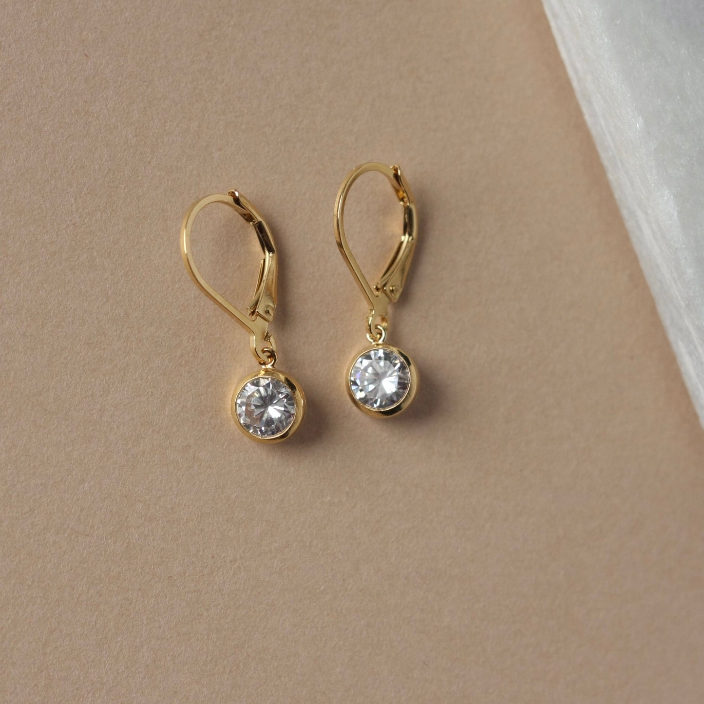 Dainty Gold Cubic Zirconia Dangle Earrings