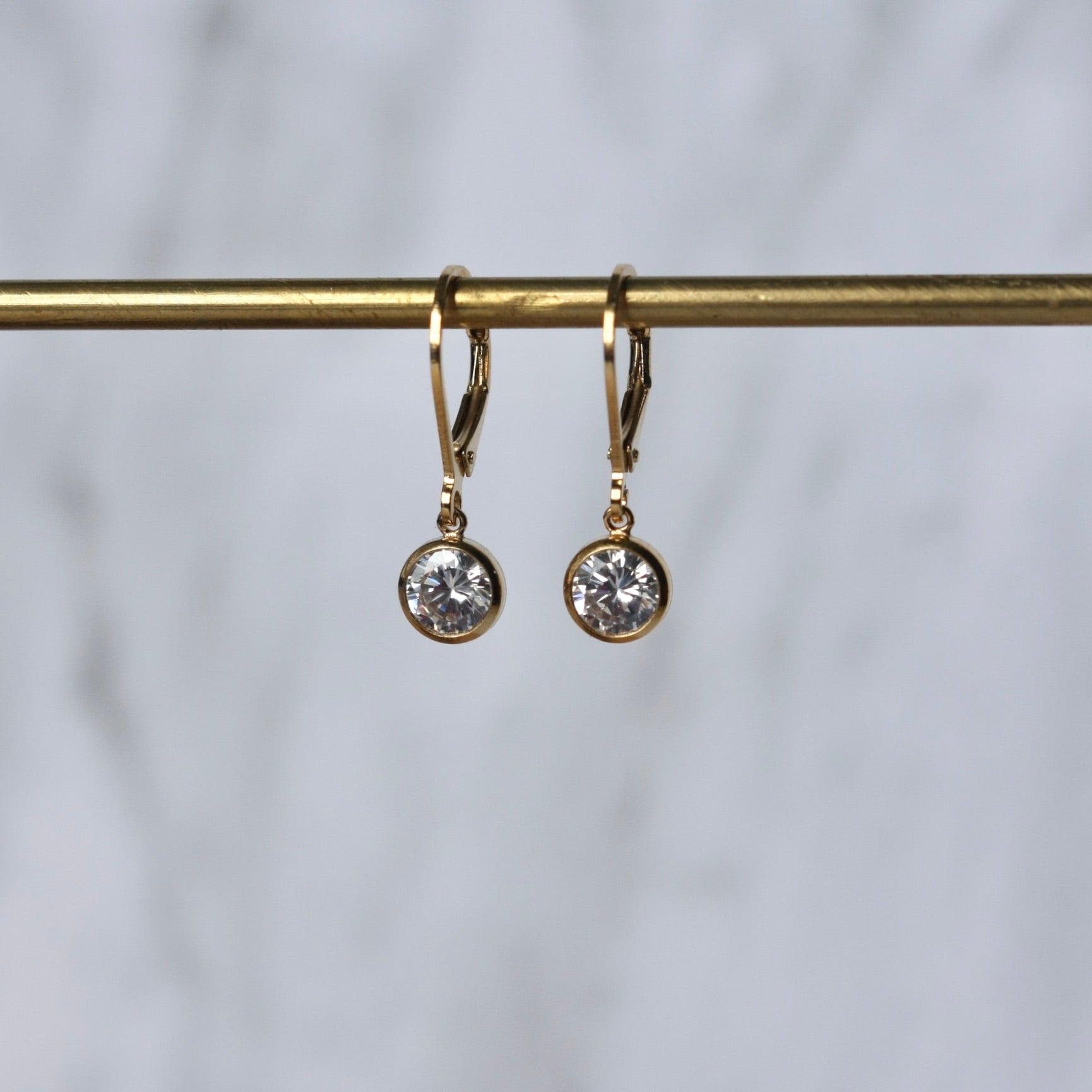 Dainty Gold Cubic Zirconia Dangle Earrings