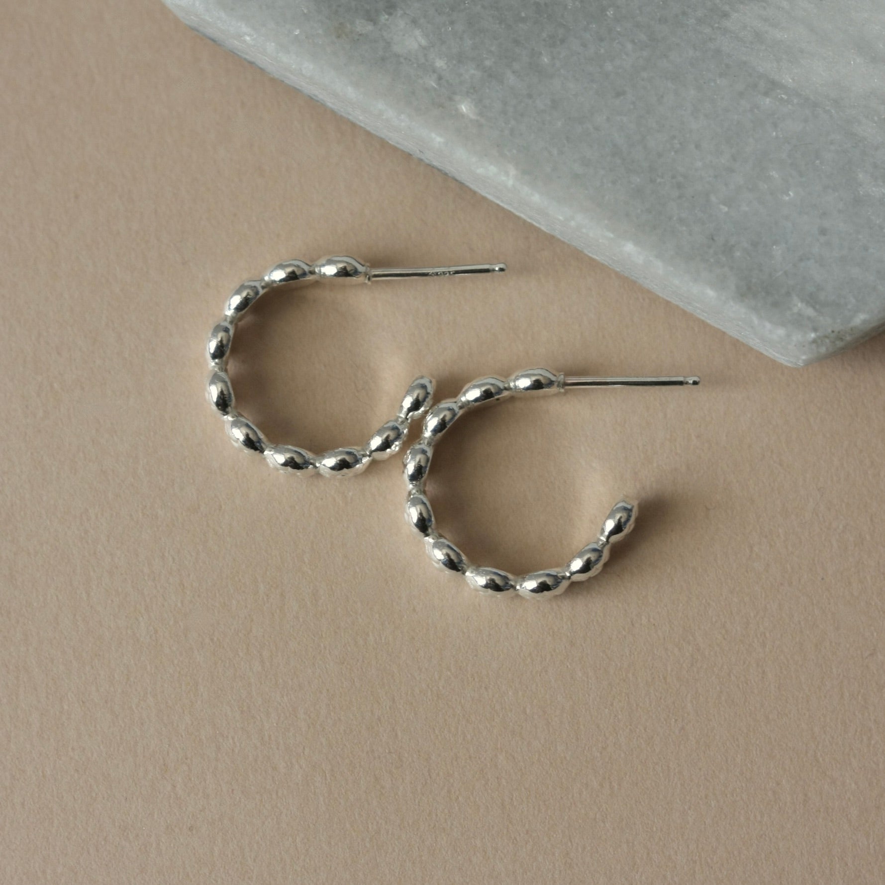 Sterling Silver Flower Hoop Earrings