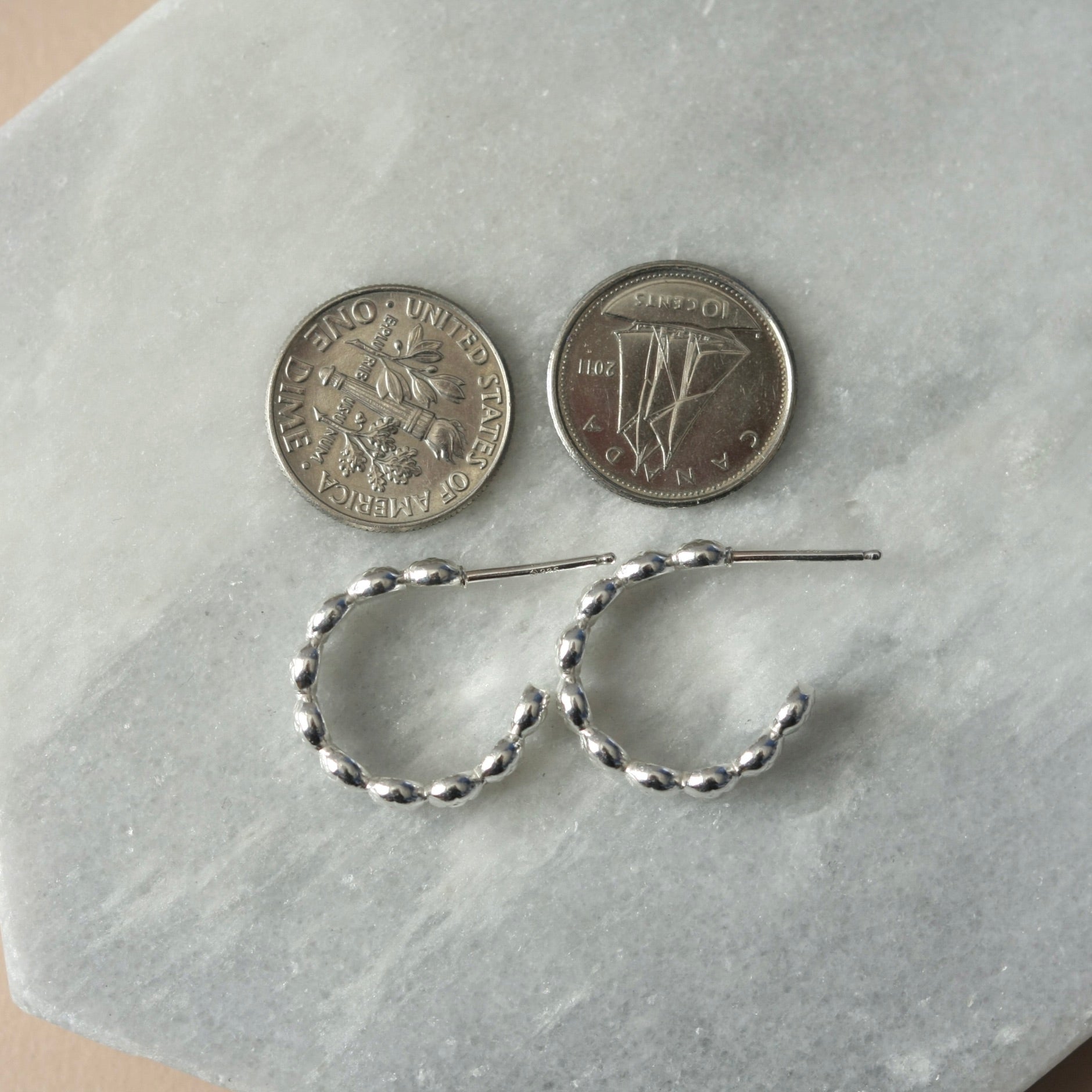 Sterling Silver Flower Hoop Earrings