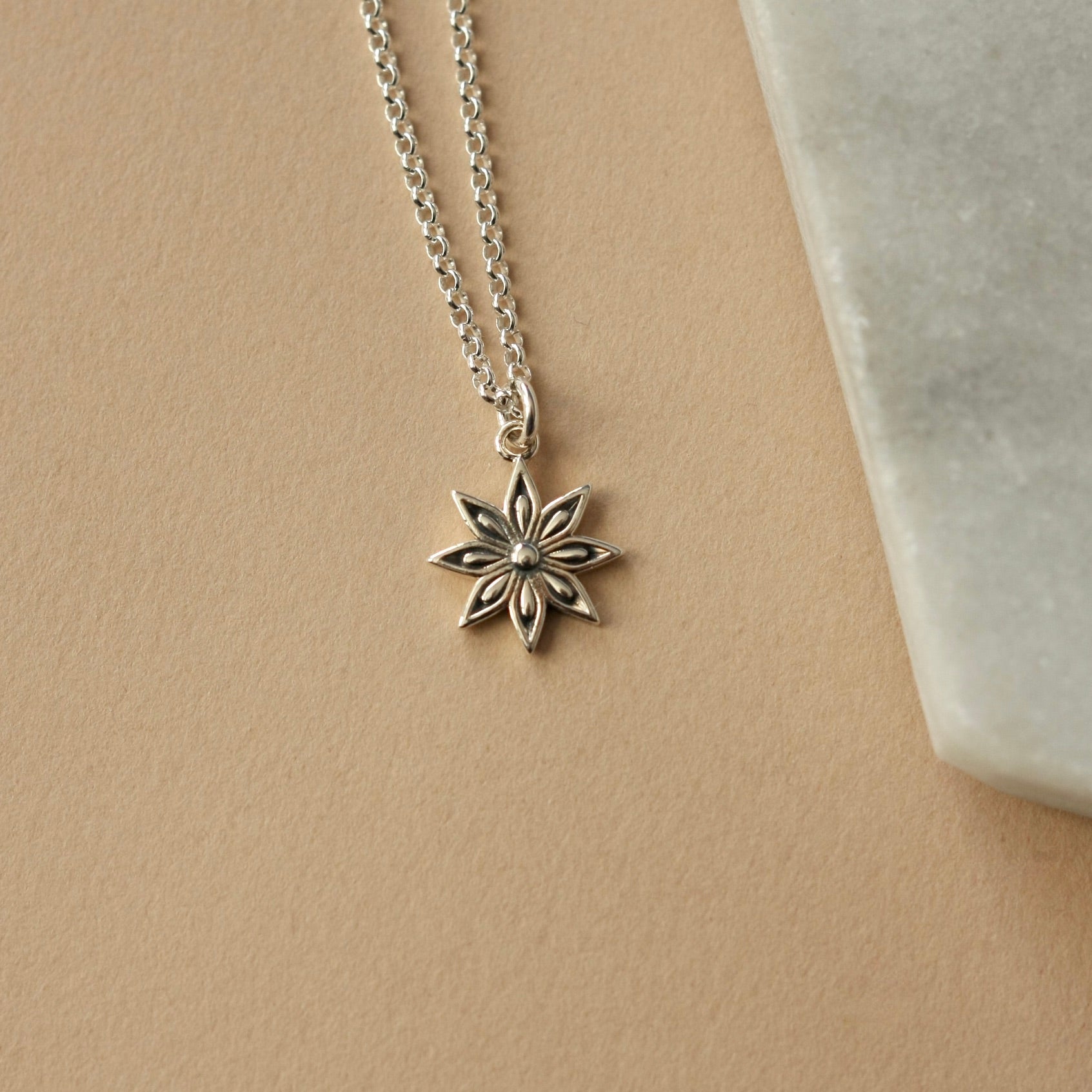 Sterling Silver Flower Charm Necklace