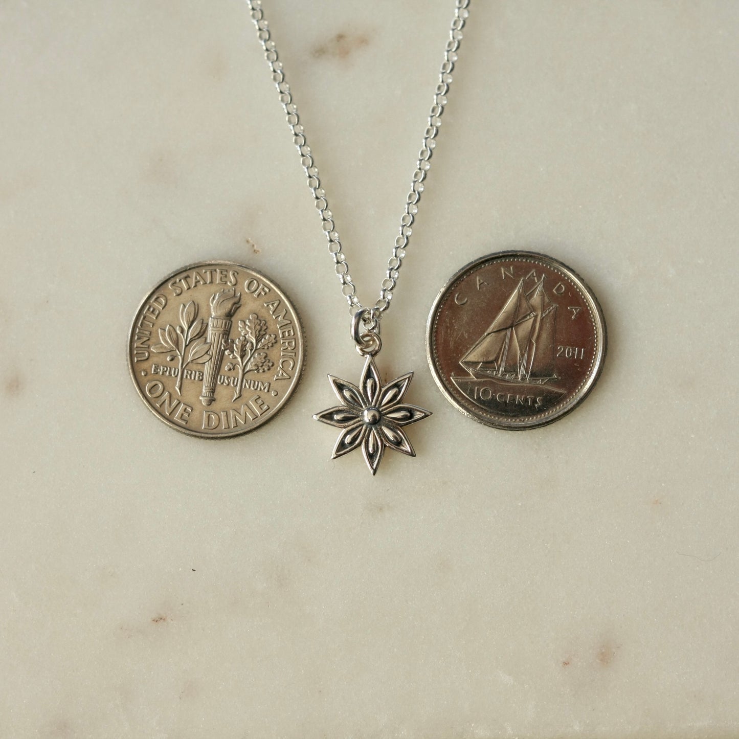 Sterling Silver Flower Charm Necklace