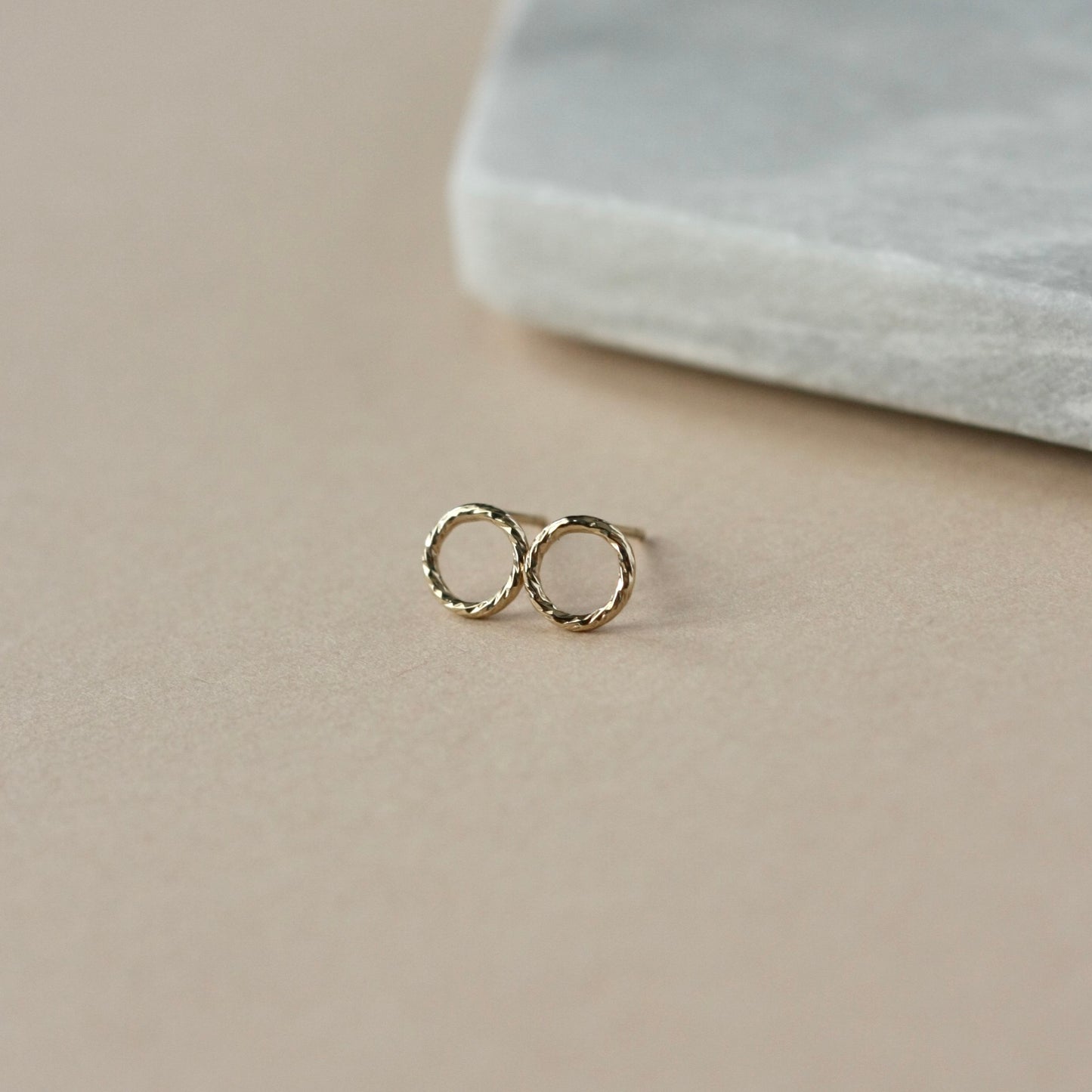 Gold Circle Stud Earrings