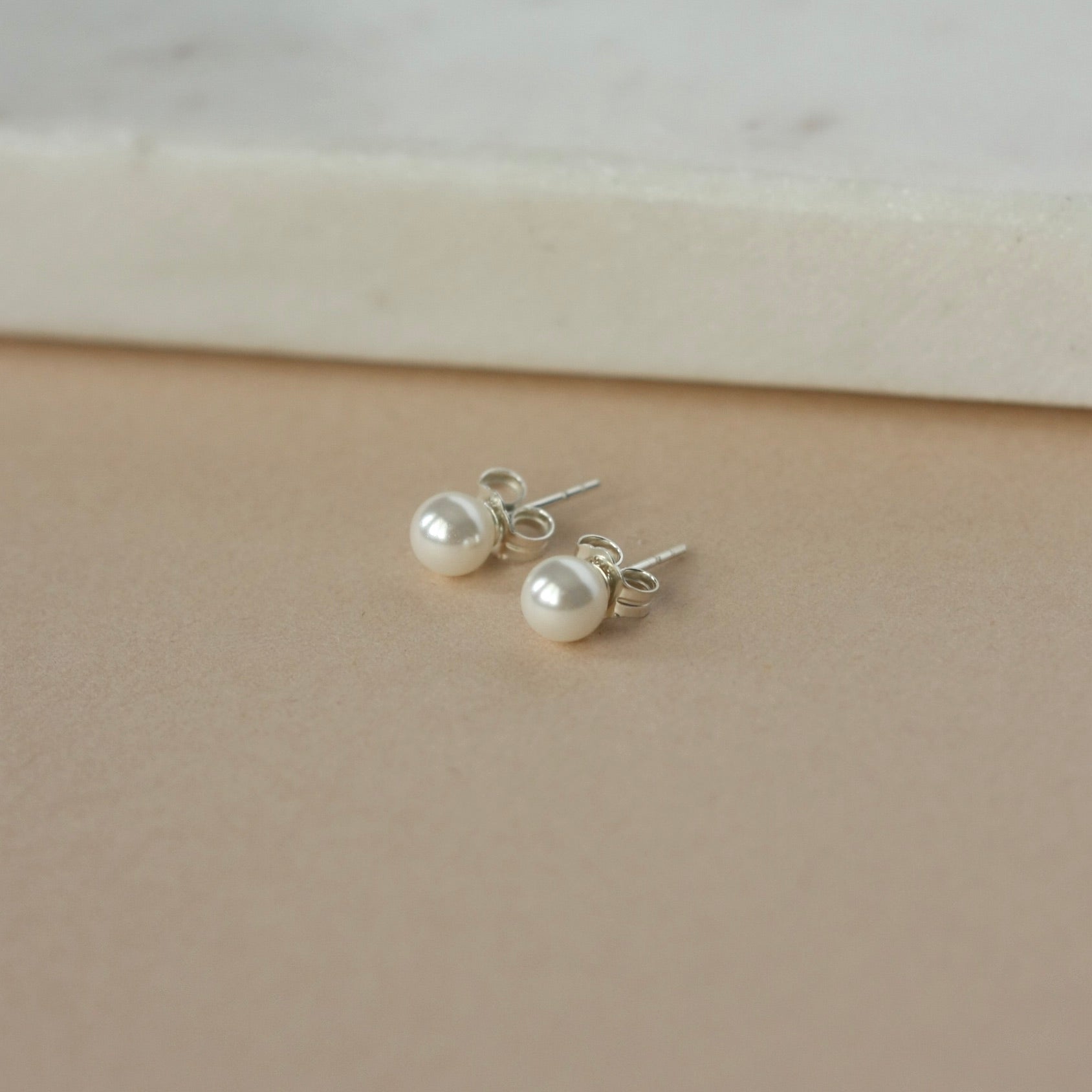 White Pearl Stud Earrings
