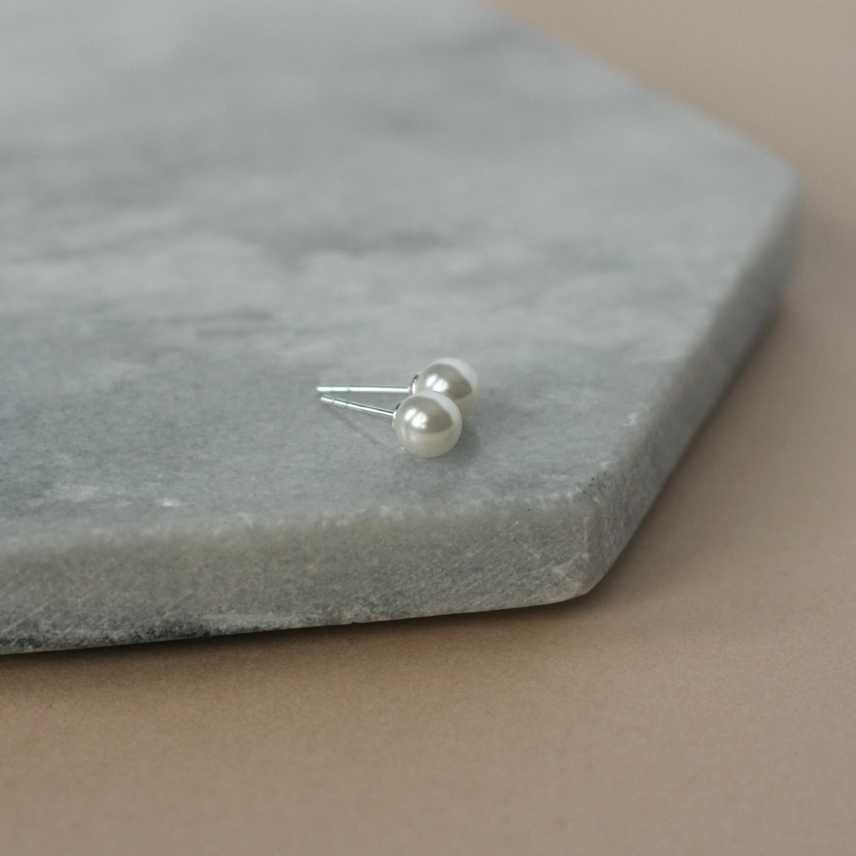 White Pearl Stud Earrings