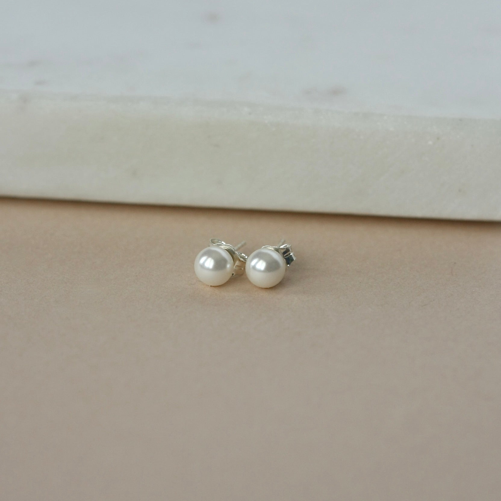 White Pearl Stud Earrings