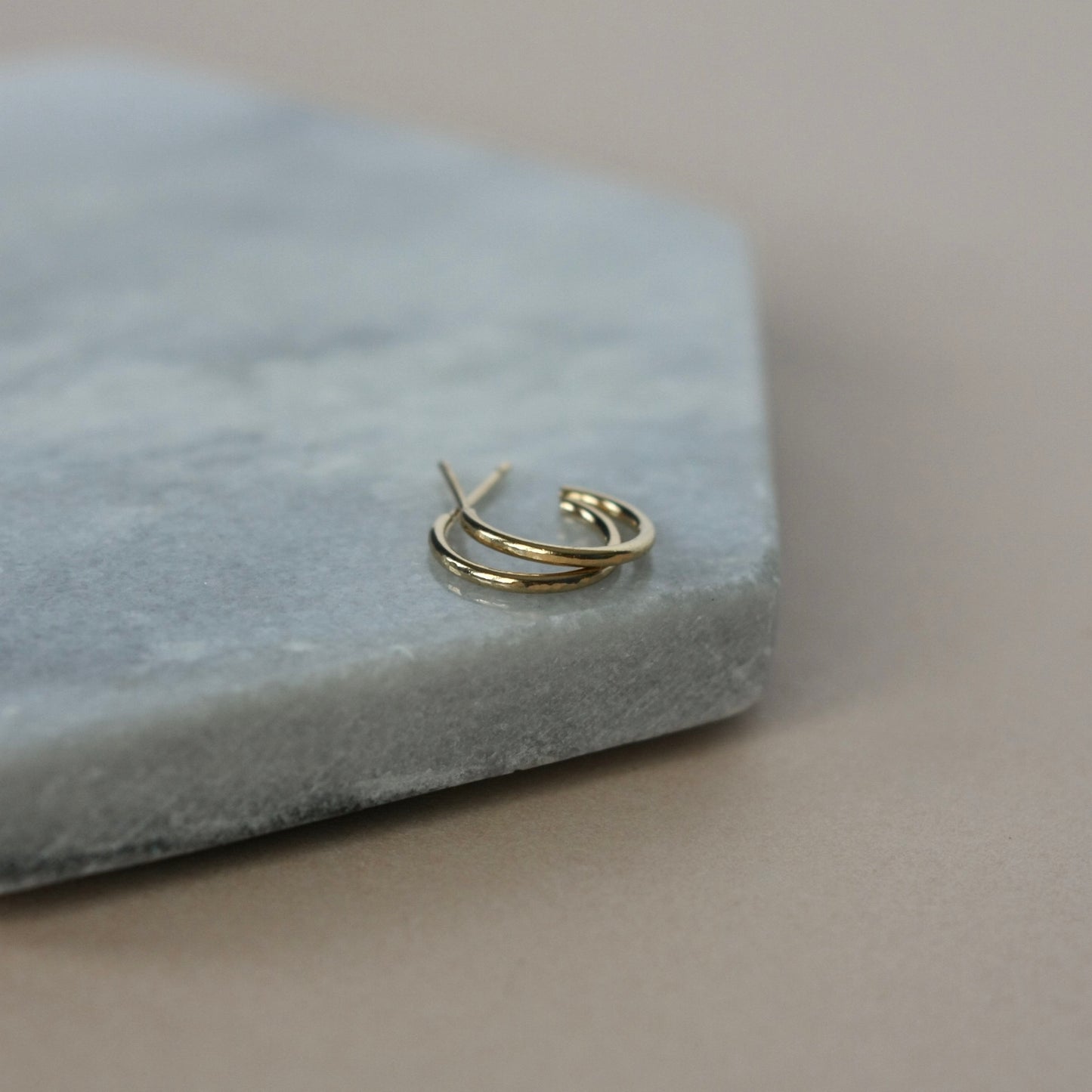 Small Hammered Gold Hoop Earrings