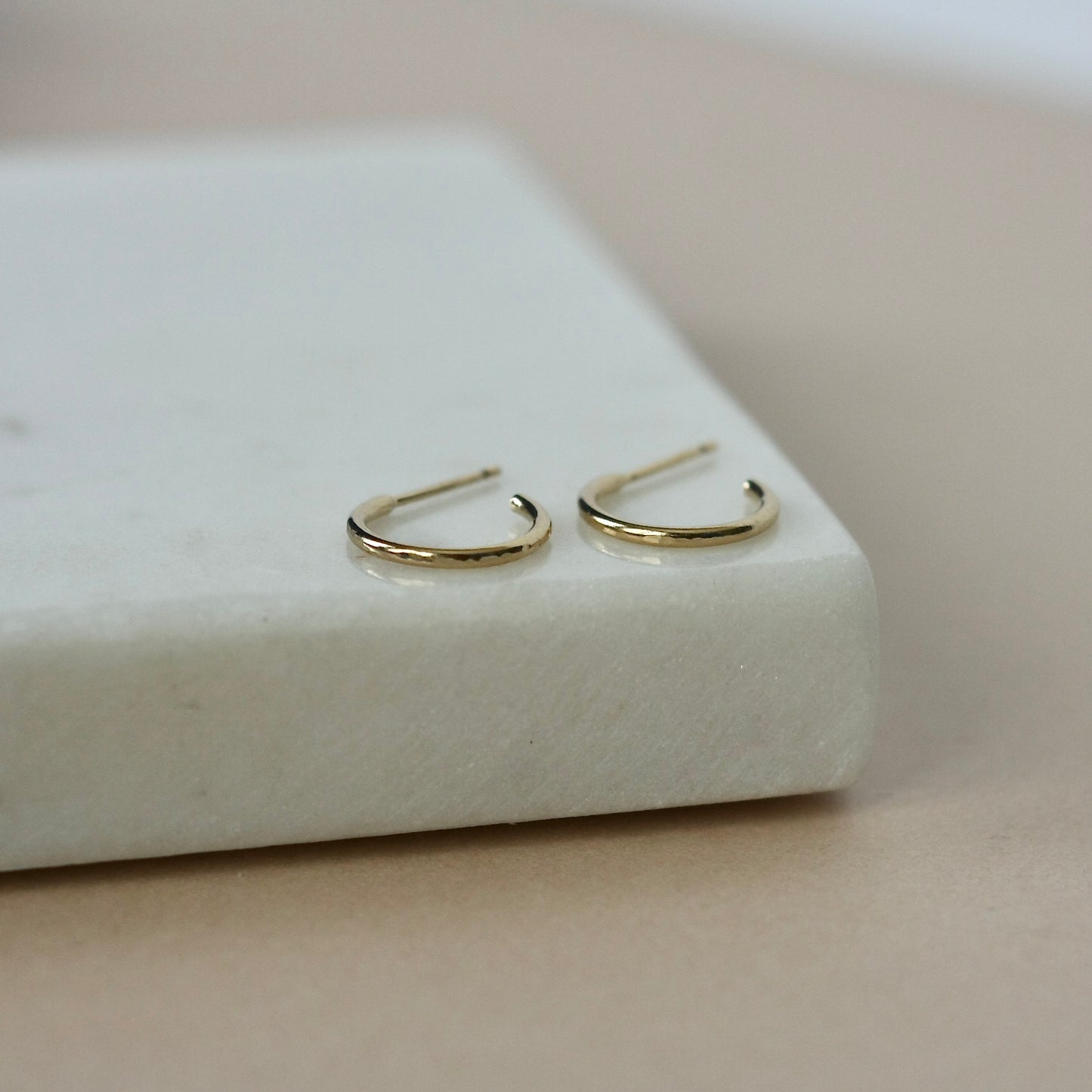 Small Hammered Gold Hoop Earrings