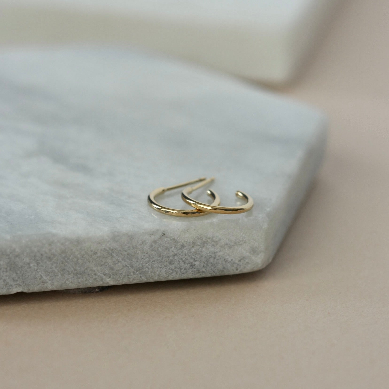 Small Hammered Gold Hoop Earrings