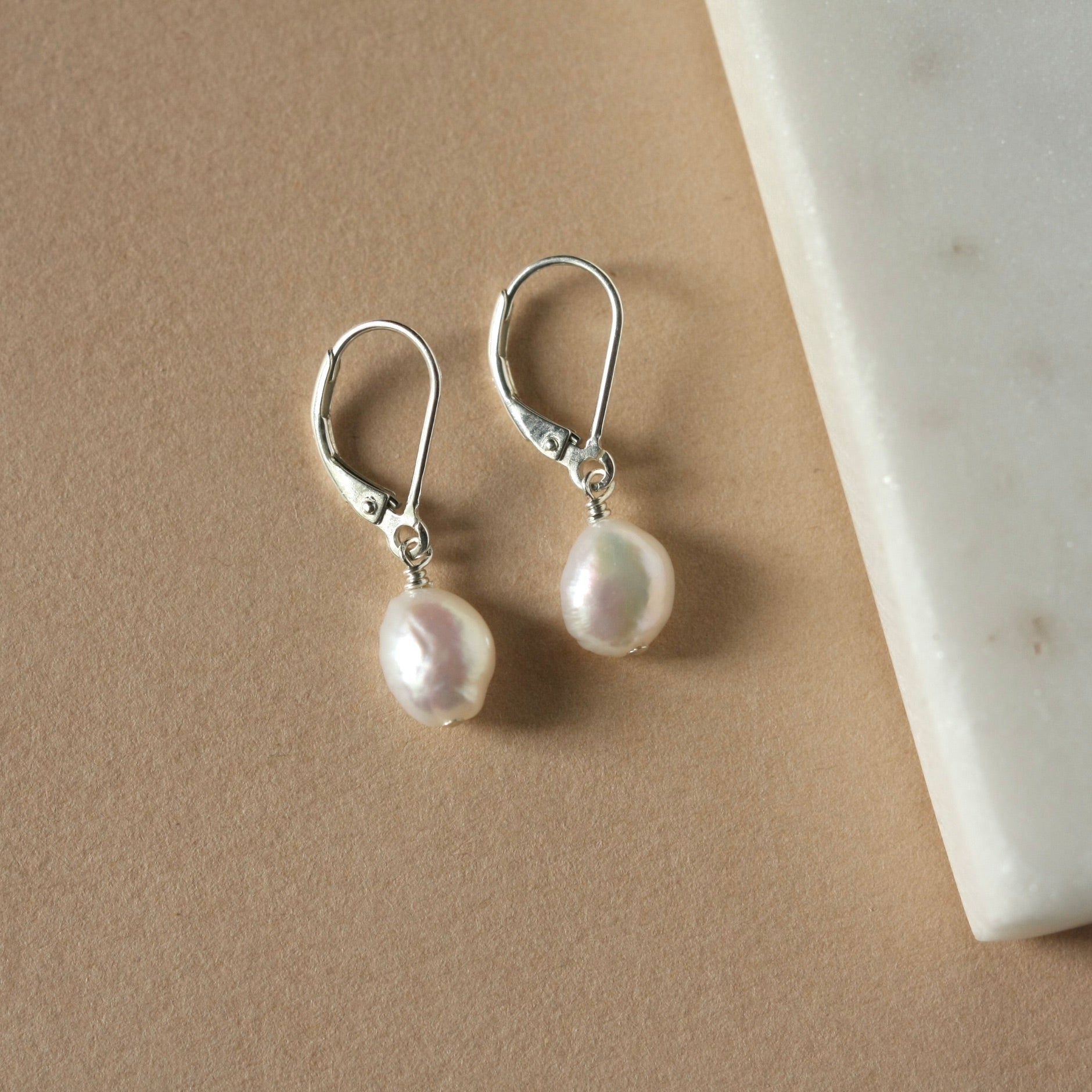 Silver Baroque Pearl Earrings