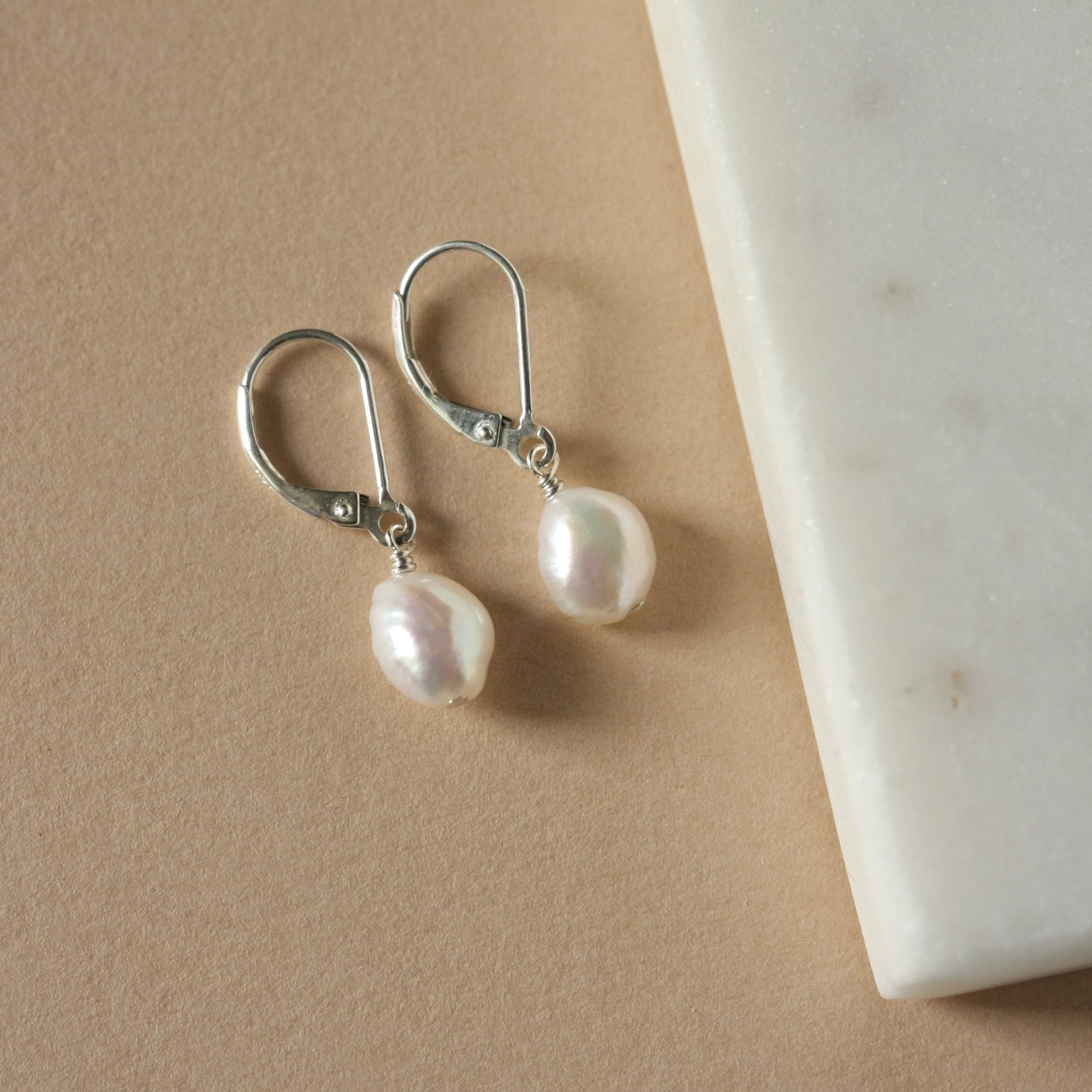 Silver Baroque Pearl Earrings